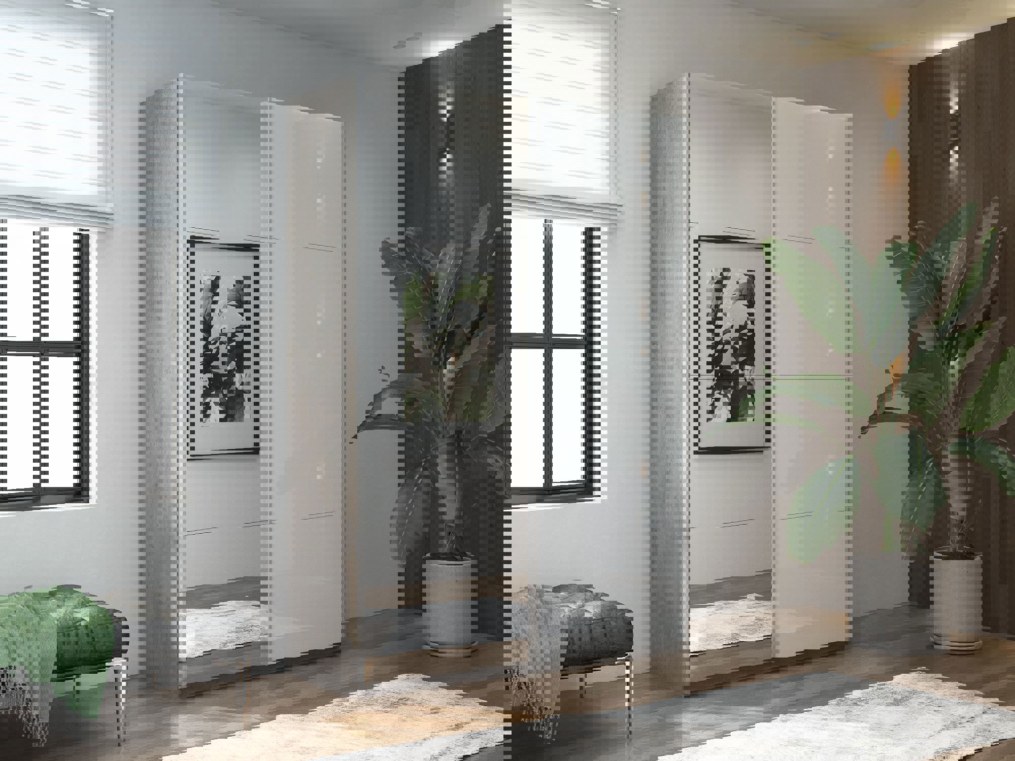 Изображение товара Шкаф-купе серии Прайм двухдверный 230x140x57 см с зеркалом и фурнитурой Hettich