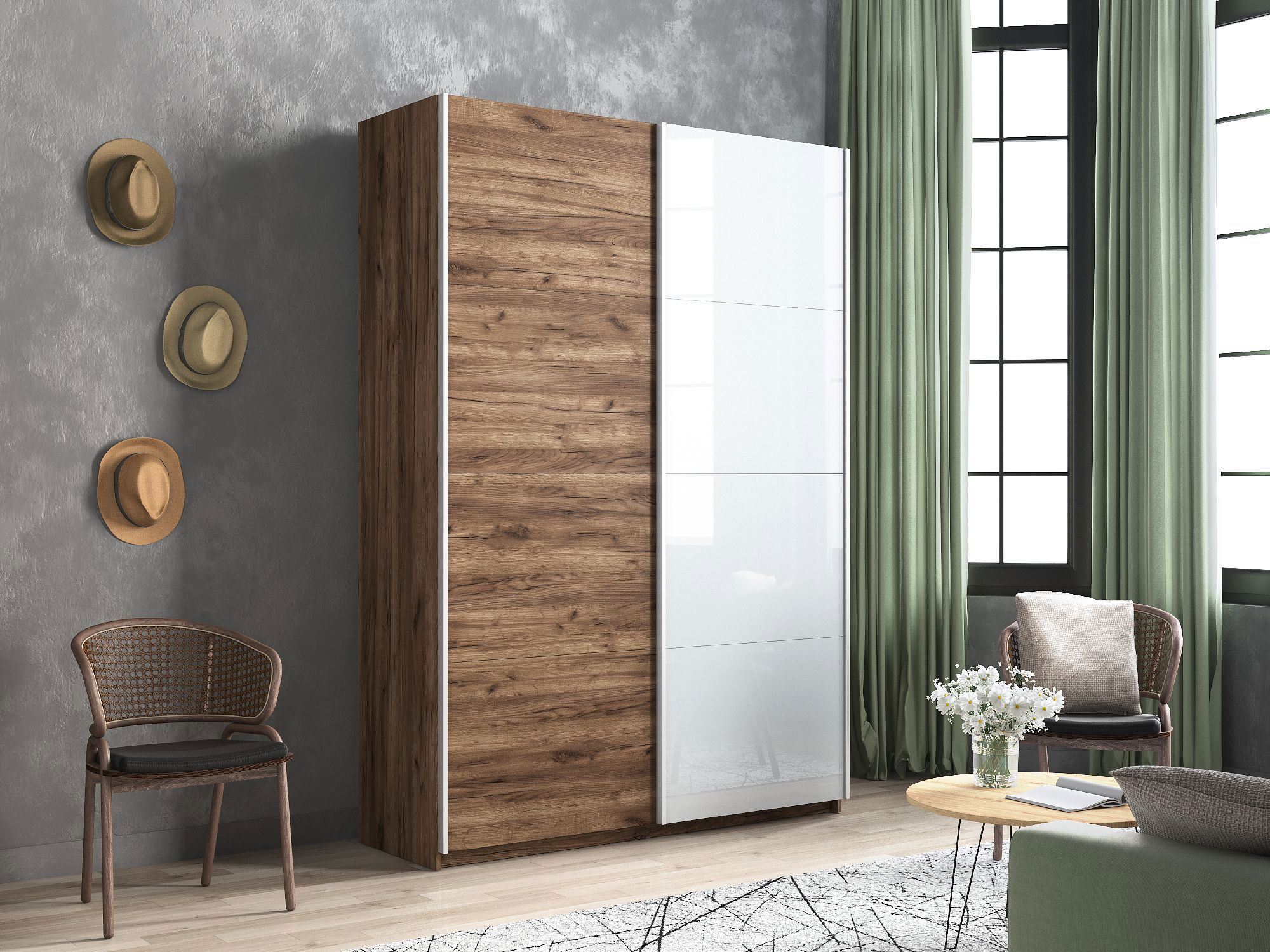 Изображение товара Шкаф-купе серии Прайм 2 дверный 160x230x57 см крафтовый дуб