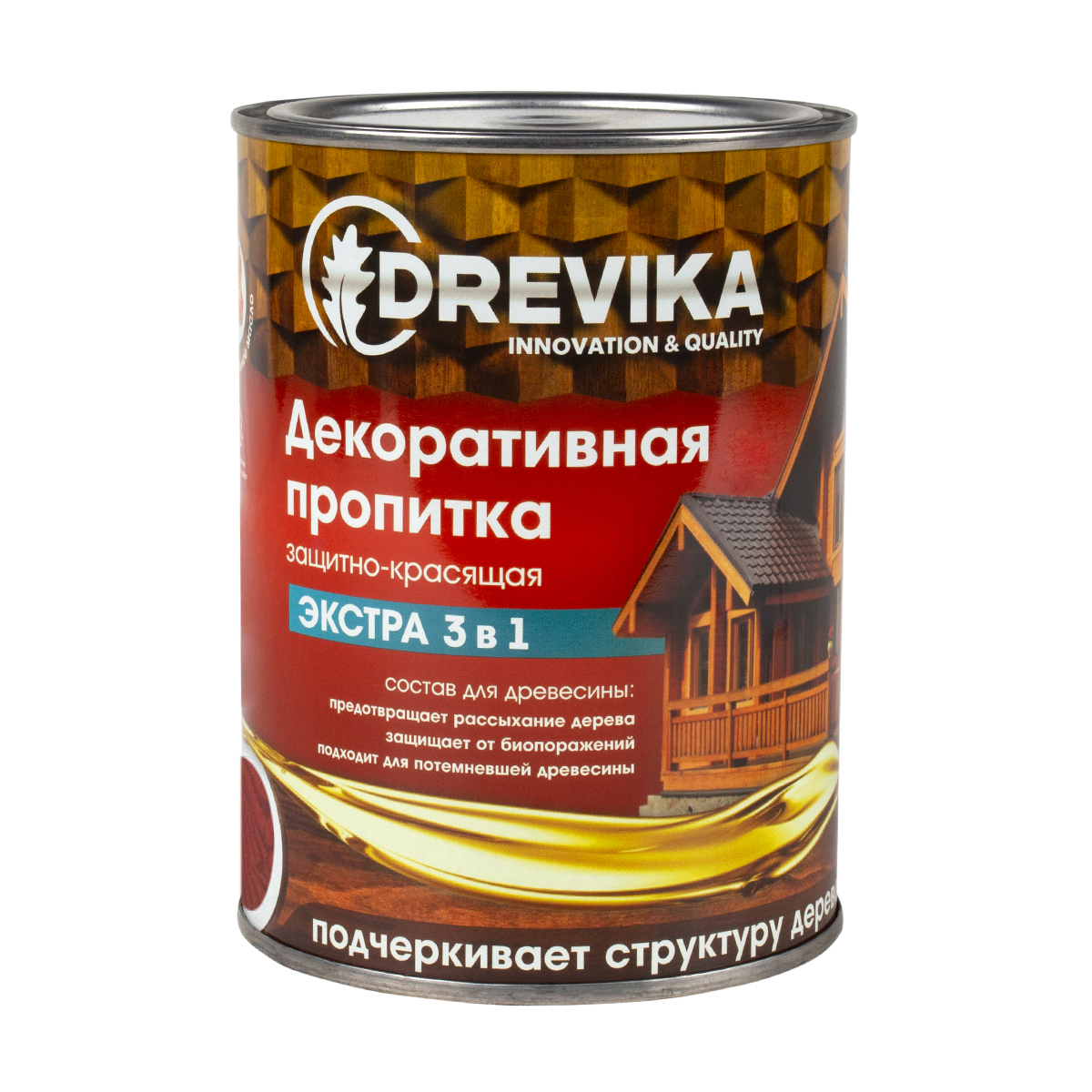 Изображение товара Защитно-декоративная пропитка DREVIKA махагон 0.8 л для дерева Изображение товара Защитно-декоративная пропитка DREVIKA махагон 0.8 л для дерева
