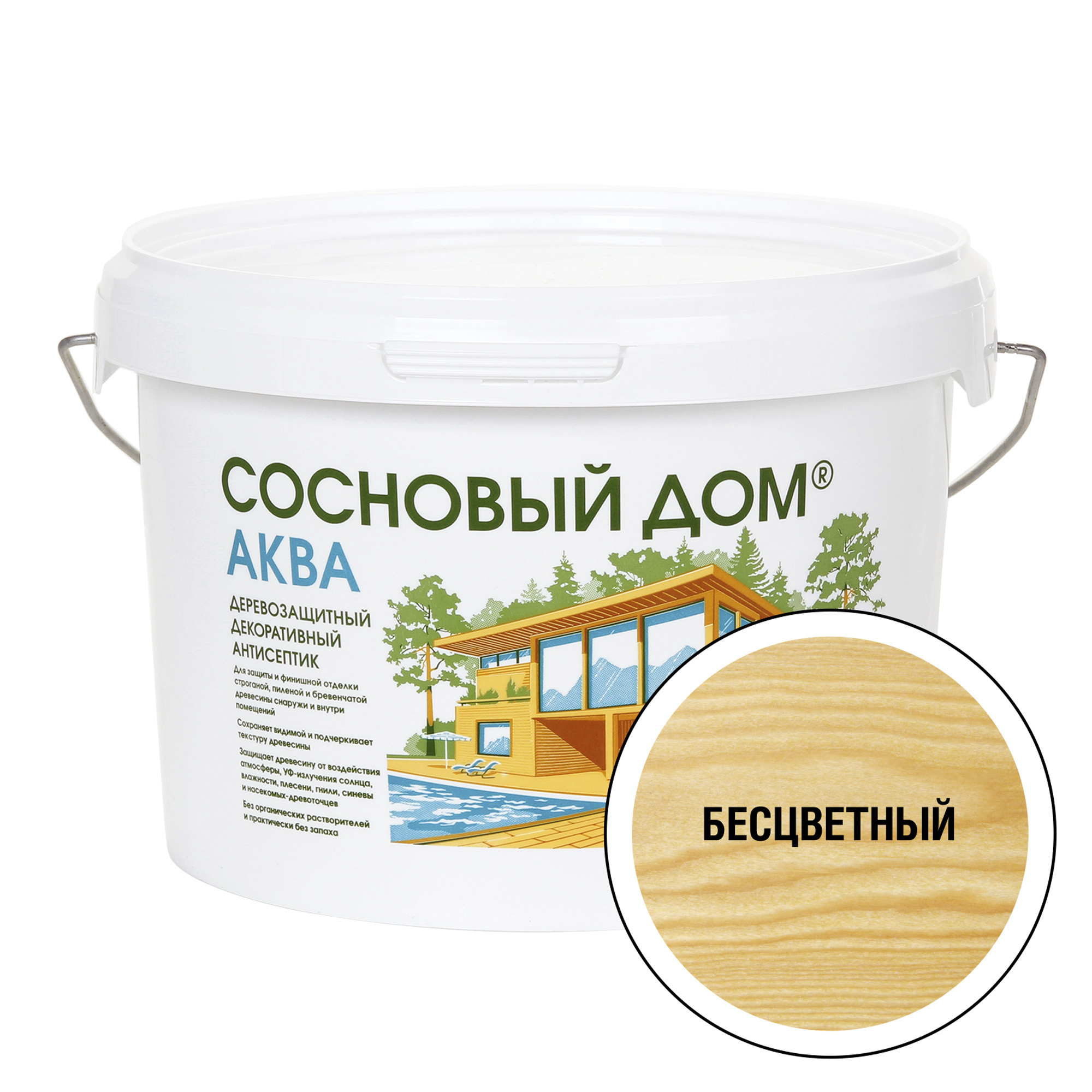 Изображение товара Антисептик для дерева Сосновый Дом 2.5л бесцветный для внутренней и наружной обработки Изображение товара Антисептик для дерева Сосновый Дом 2.5л бесцветный для внутренней и наружной обработки