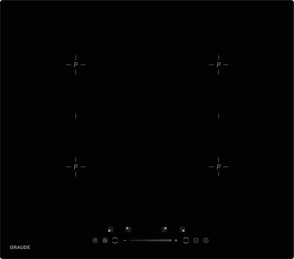 Изображение товара Индукционная варочная панель Graude IK 60.2 B черного цвета с 4 конфорками