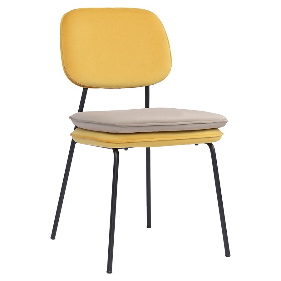 Изображение товара Стул Bergenson bjorn Pea 47x82x49 см велюр цвет бежевый/желтый