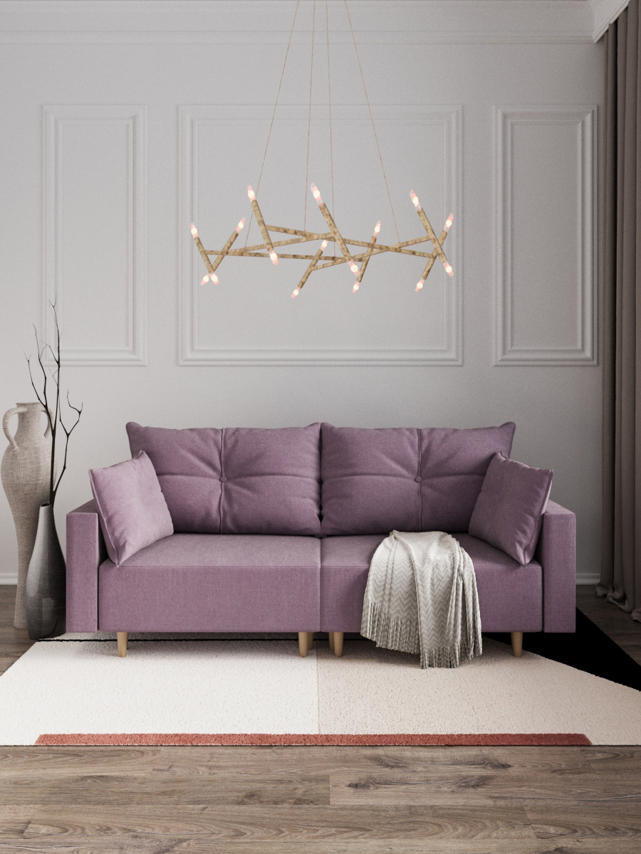 Изображение товара Раскладной диван Cityhd Пекин двухспальный модульный велюр фиолетовый