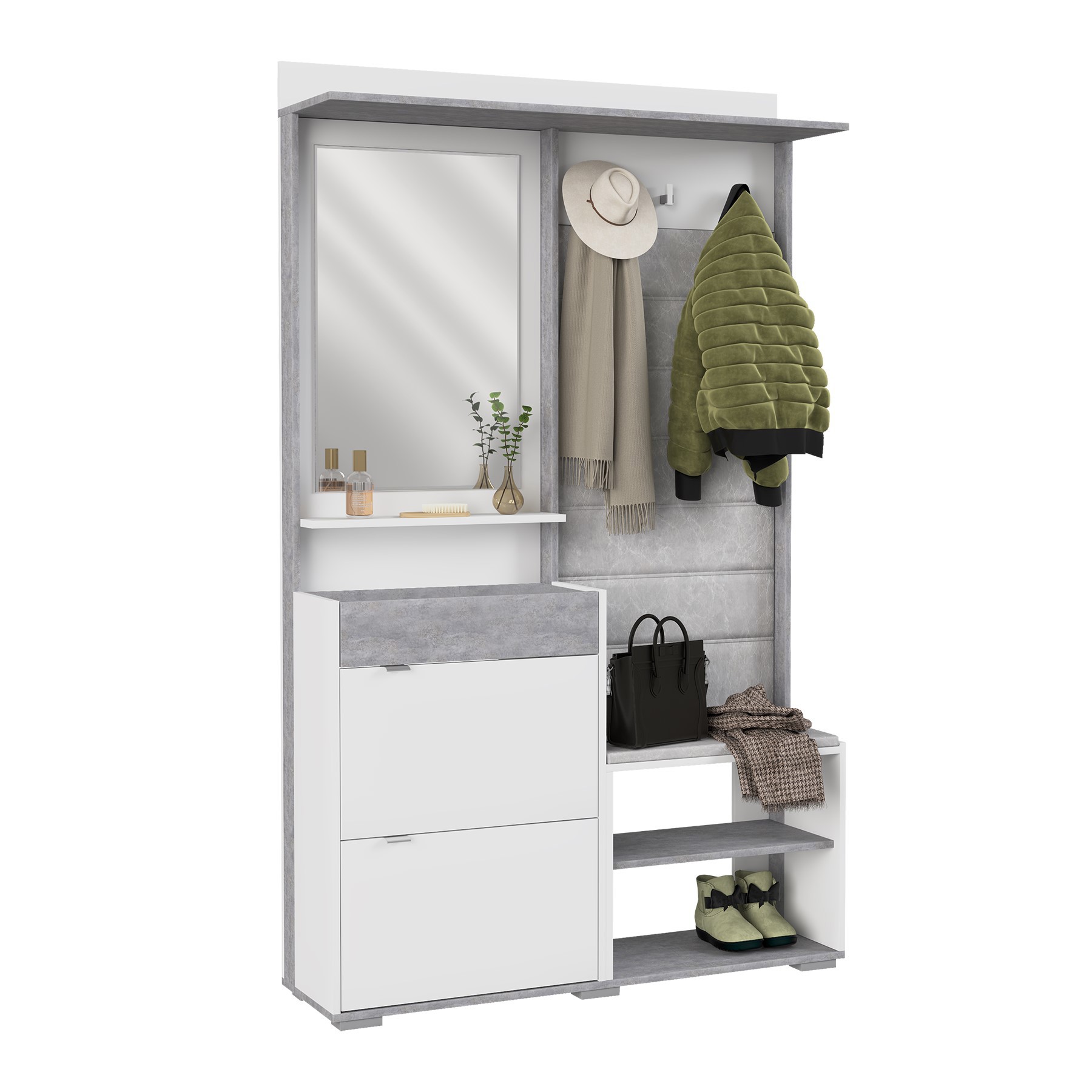 Изображение товара Комплект мебели для прихожей ГК АКВИЛОН Акцент №3 120x196x32 см белый