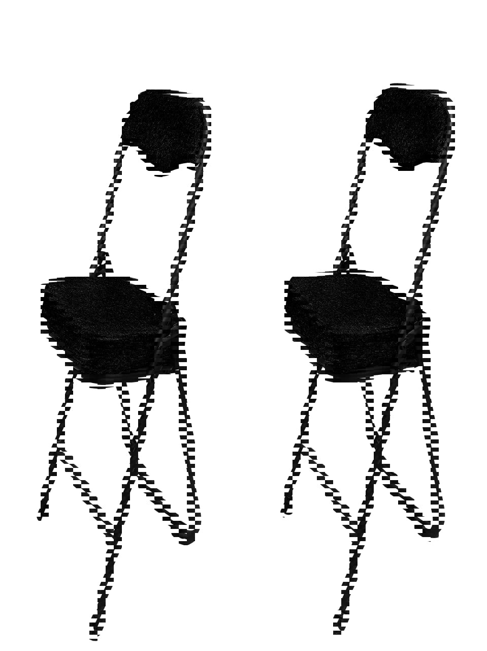 Изображение товара Складной кухонный стул Comfur черный из стали и рогожки