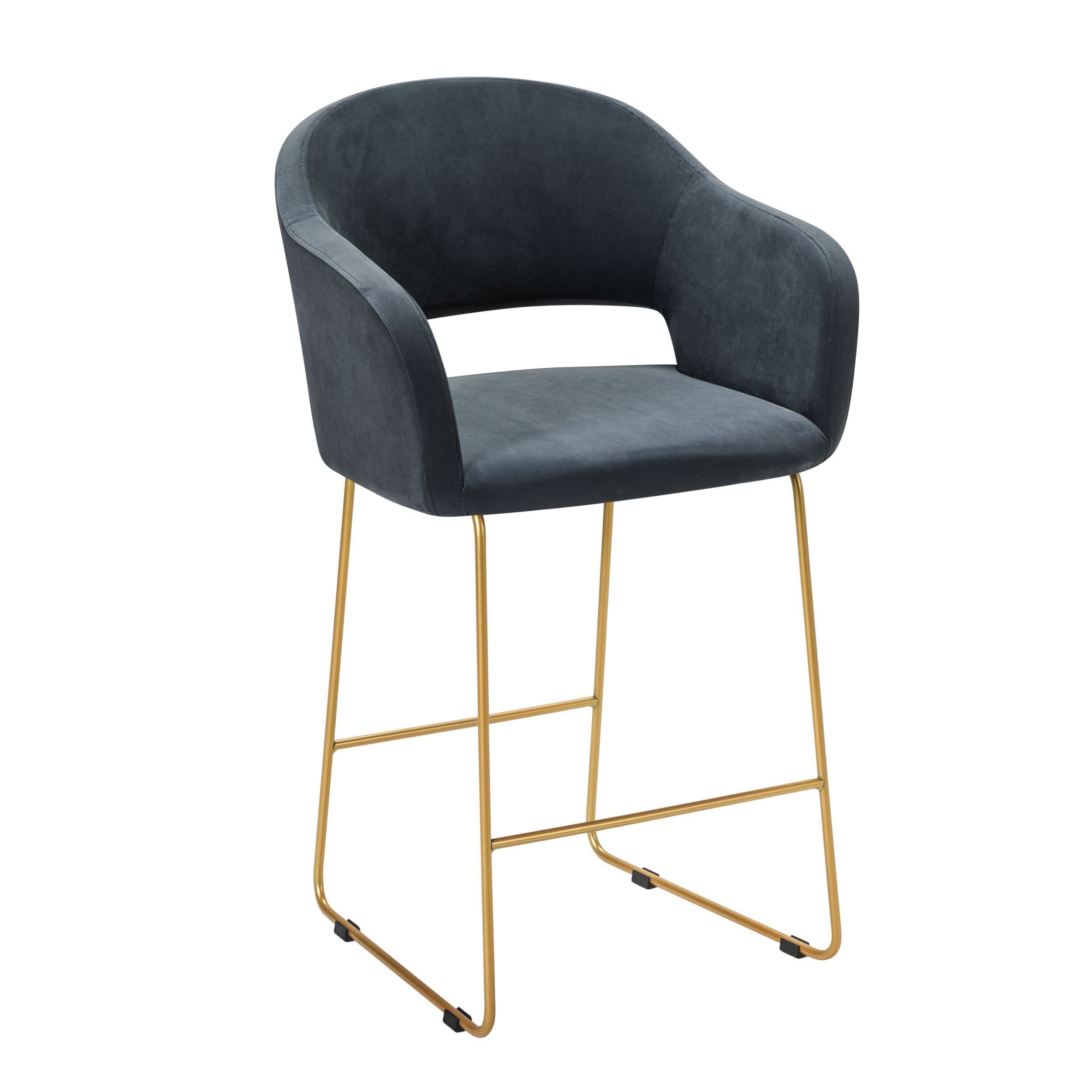 Изображение товара Стул R-home Oscar diag grey полубарное кресло со спинкой металлический велюр стильный дизайн