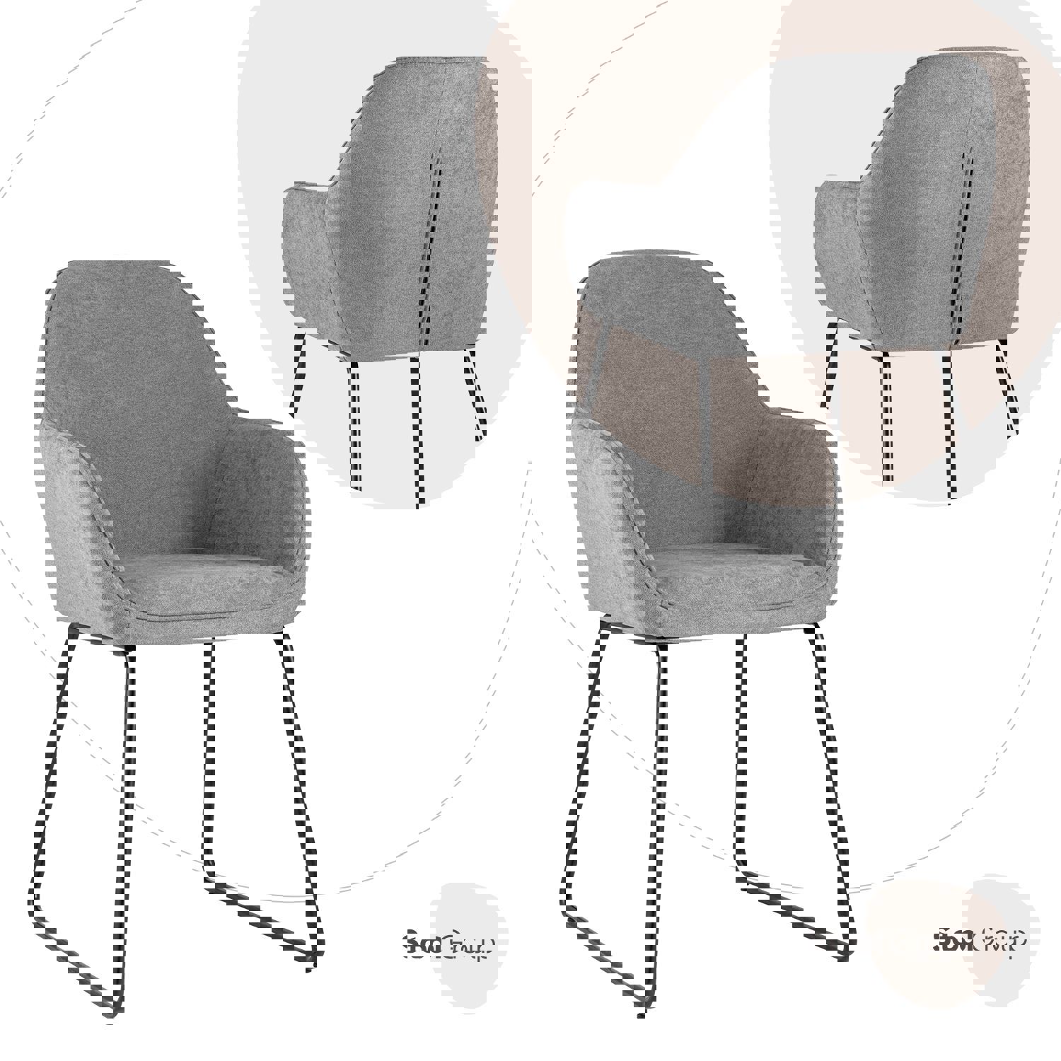 Изображение товара Кухонный стул Чак из шенилла серого цвета с металлическими ножками