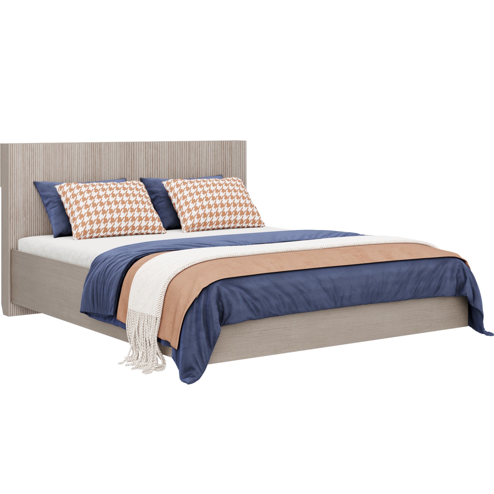 Изображение товара Кровать ГК Аквилон Муза №16 из ЛДСП бежевого цвета, современный стиль