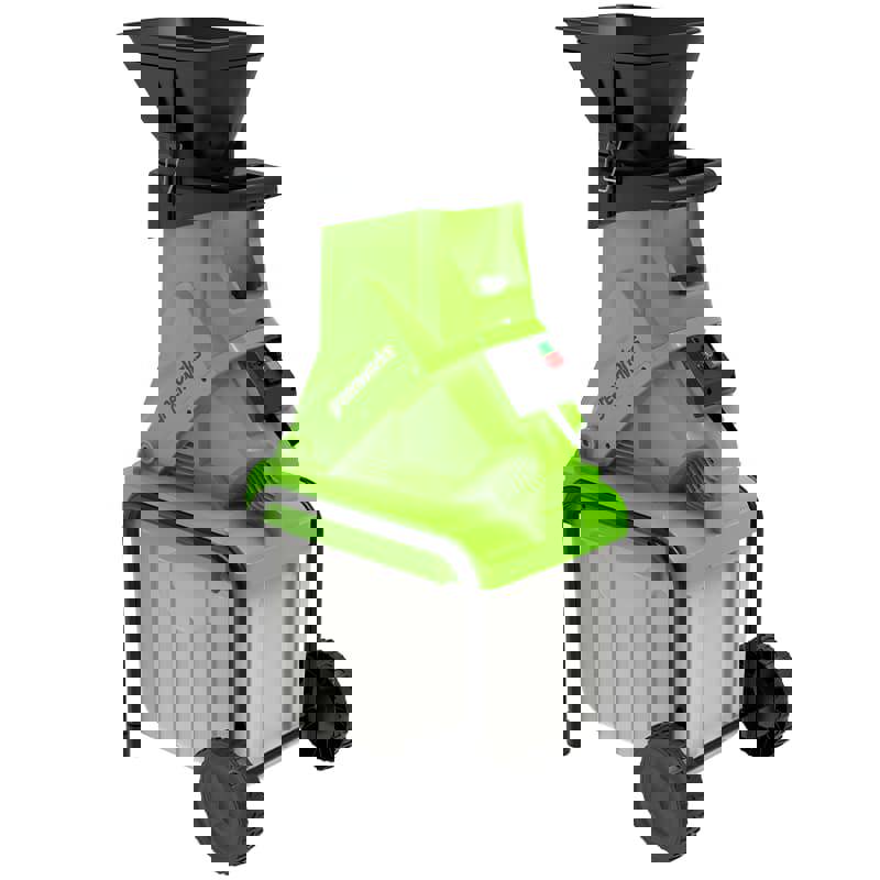 Изображение товара Электрический садовый измельчитель Greenworks 2500 Вт с колесами и 40 л контейнером