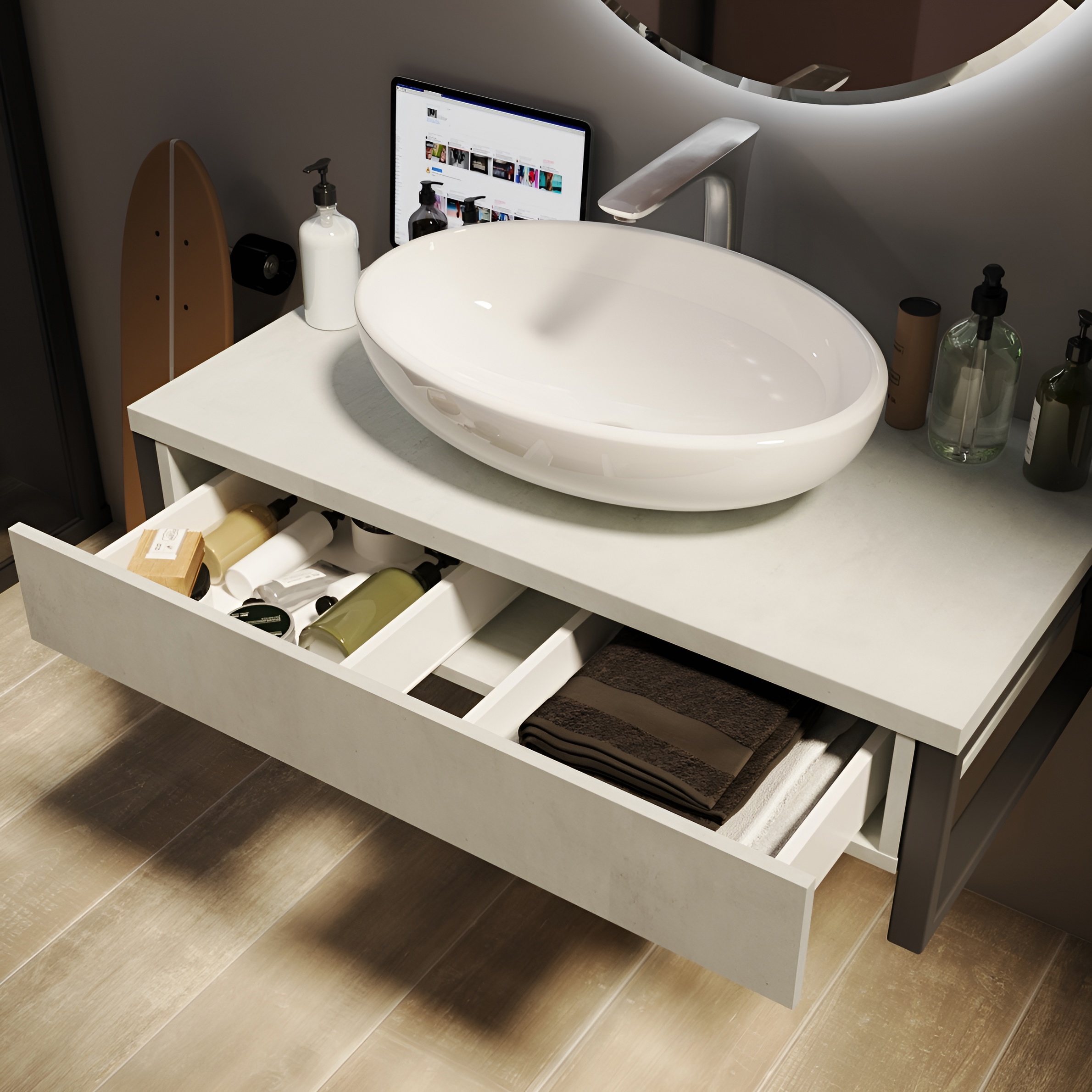 Изображение товара Тумба под раковину подвесная 1Marka GRUNGE LOFT 80 см цвет бетон светлый У85851 Изображение товара Тумба под раковину подвесная 1Marka GRUNGE LOFT 80 см цвет бетон светлый У85851