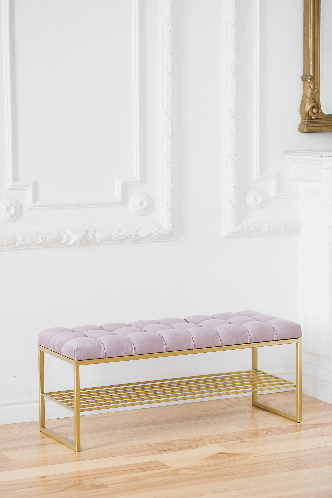 Изображение товара Стильная банкетка RUBY из искусственного велюра со стальным основанием 110x45x40 см