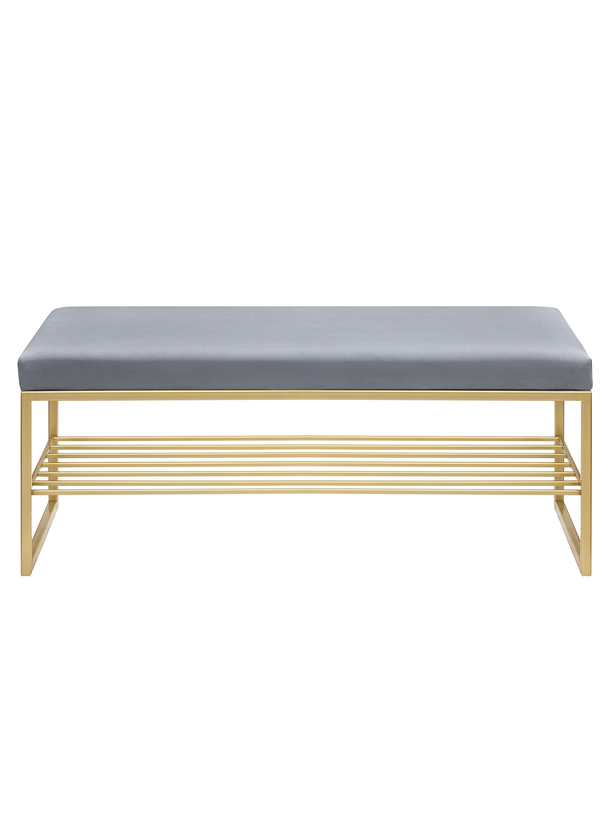 Изображение товара Банкетка Greenween RUBY светло-голубая с золотым основанием, мягкая велюровая подушка