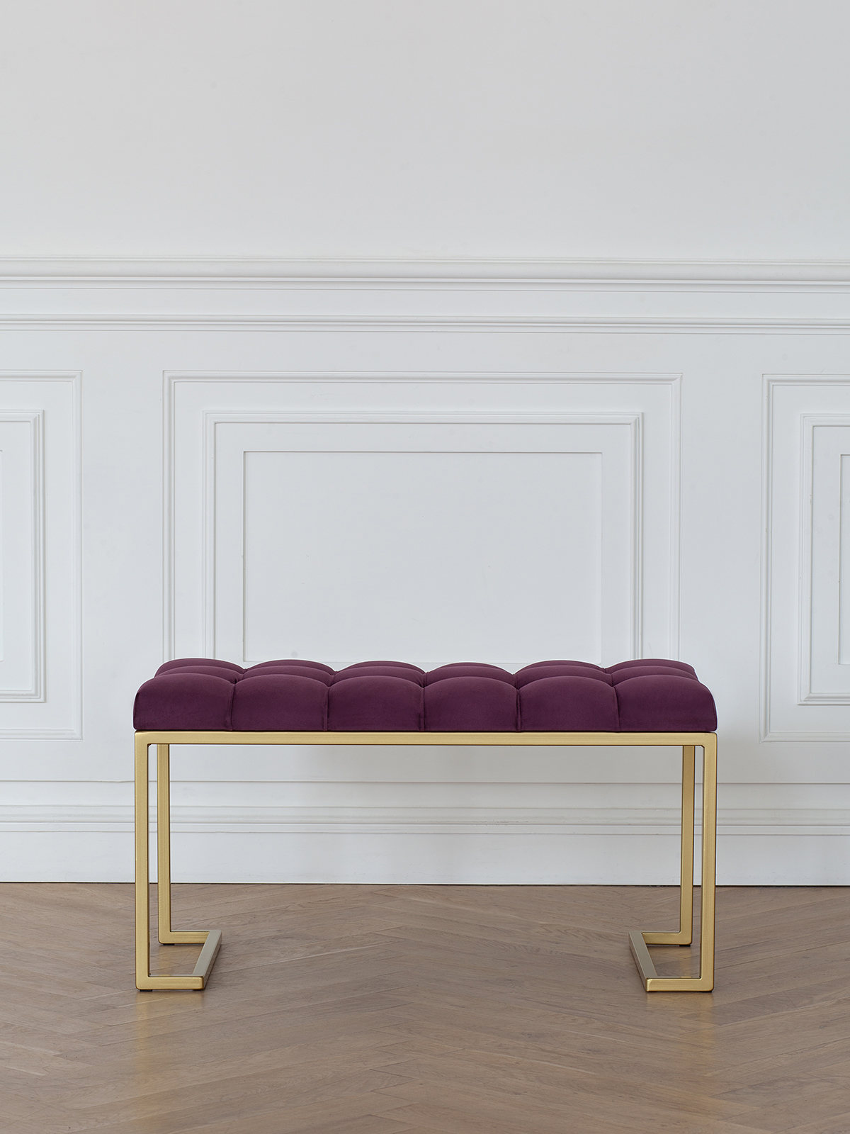 Изображение товара Стильная золотая банкетка OMEGA MINI из искусственного велюра 40x45x85 см
