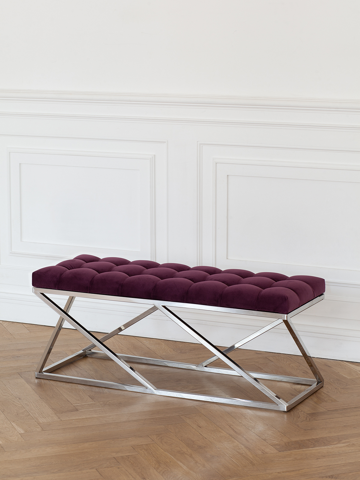 Изображение товара Банкетка Greenween ZUMA 110x45 см бордовая велюровая