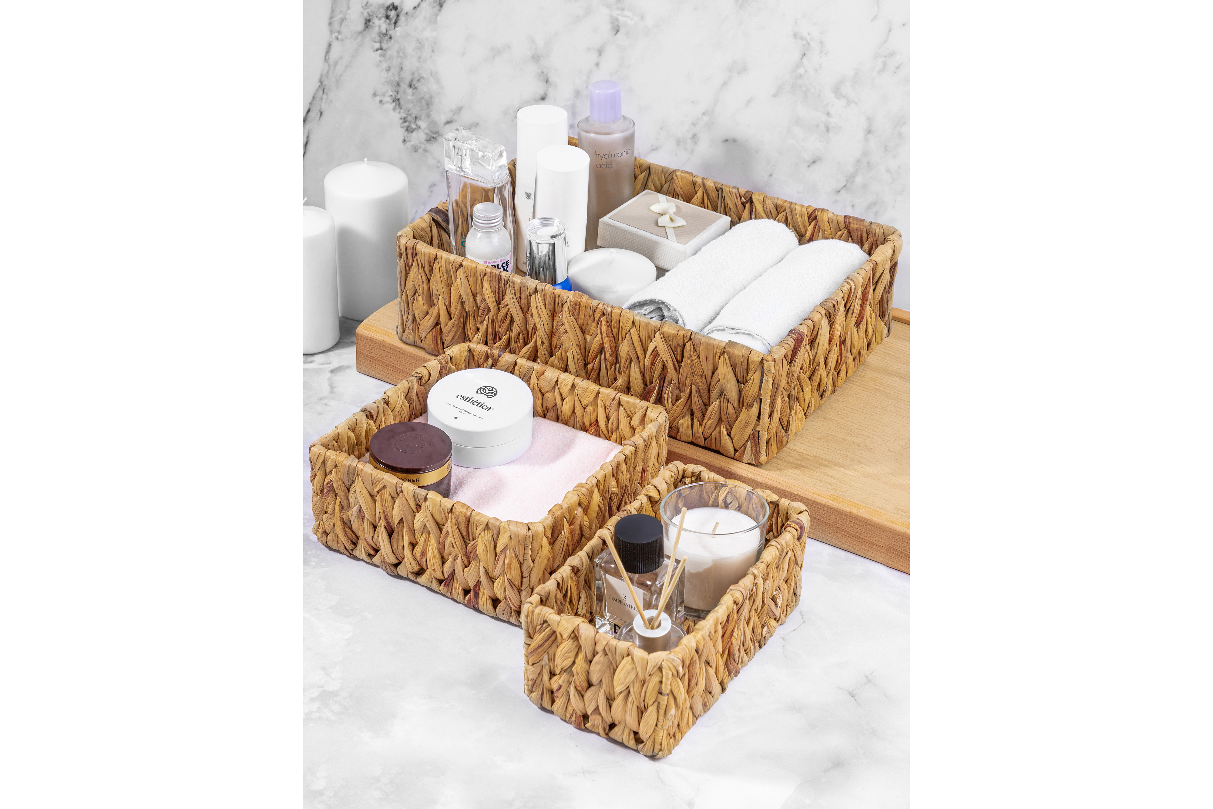 Изображение товара Стильная плетеная корзина El casa 26x10x36 см бежевого цвета