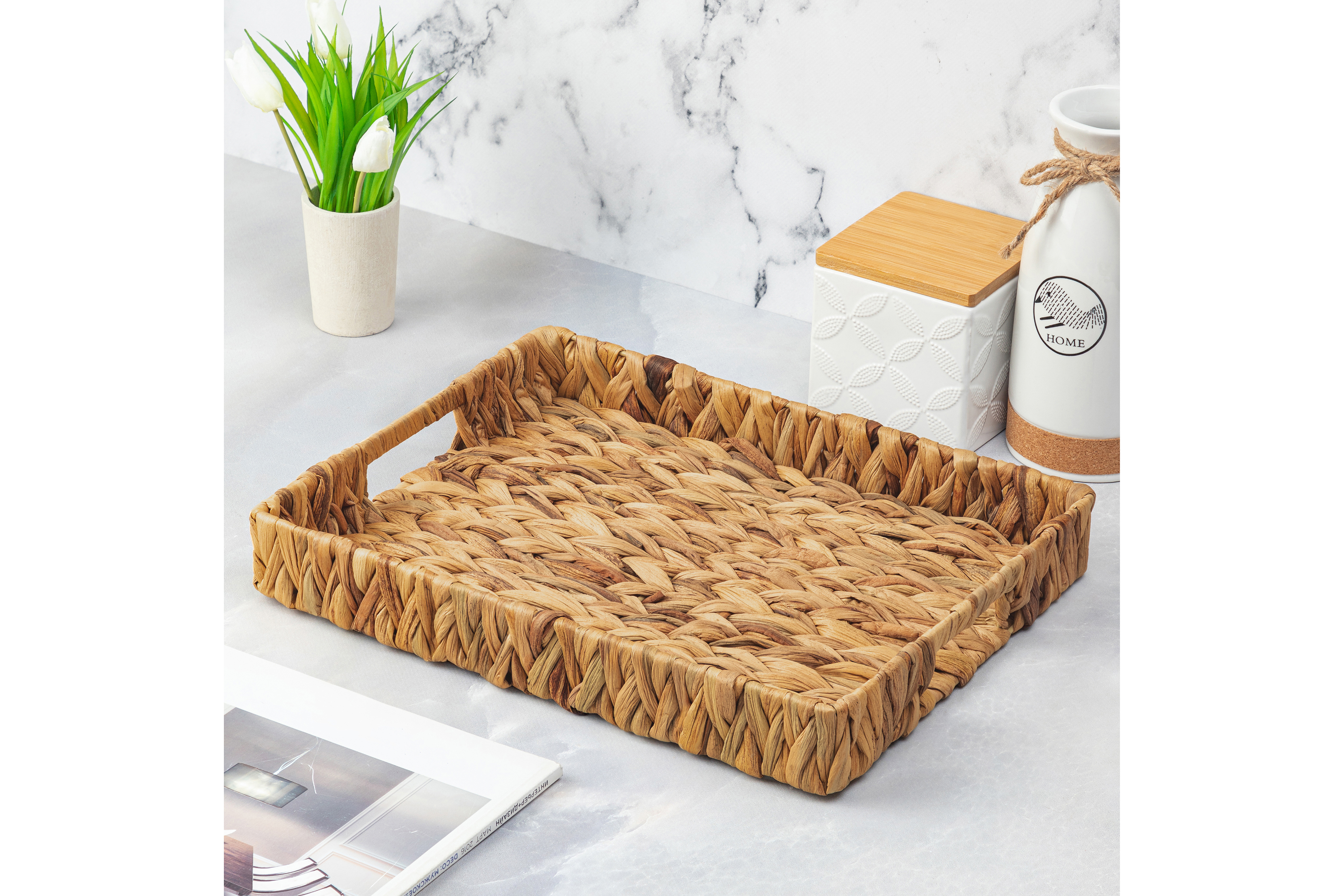 Изображение товара Корзина El Casa из водного гиацинта 27х5х35 см бежевый натуральный светло-коричневый