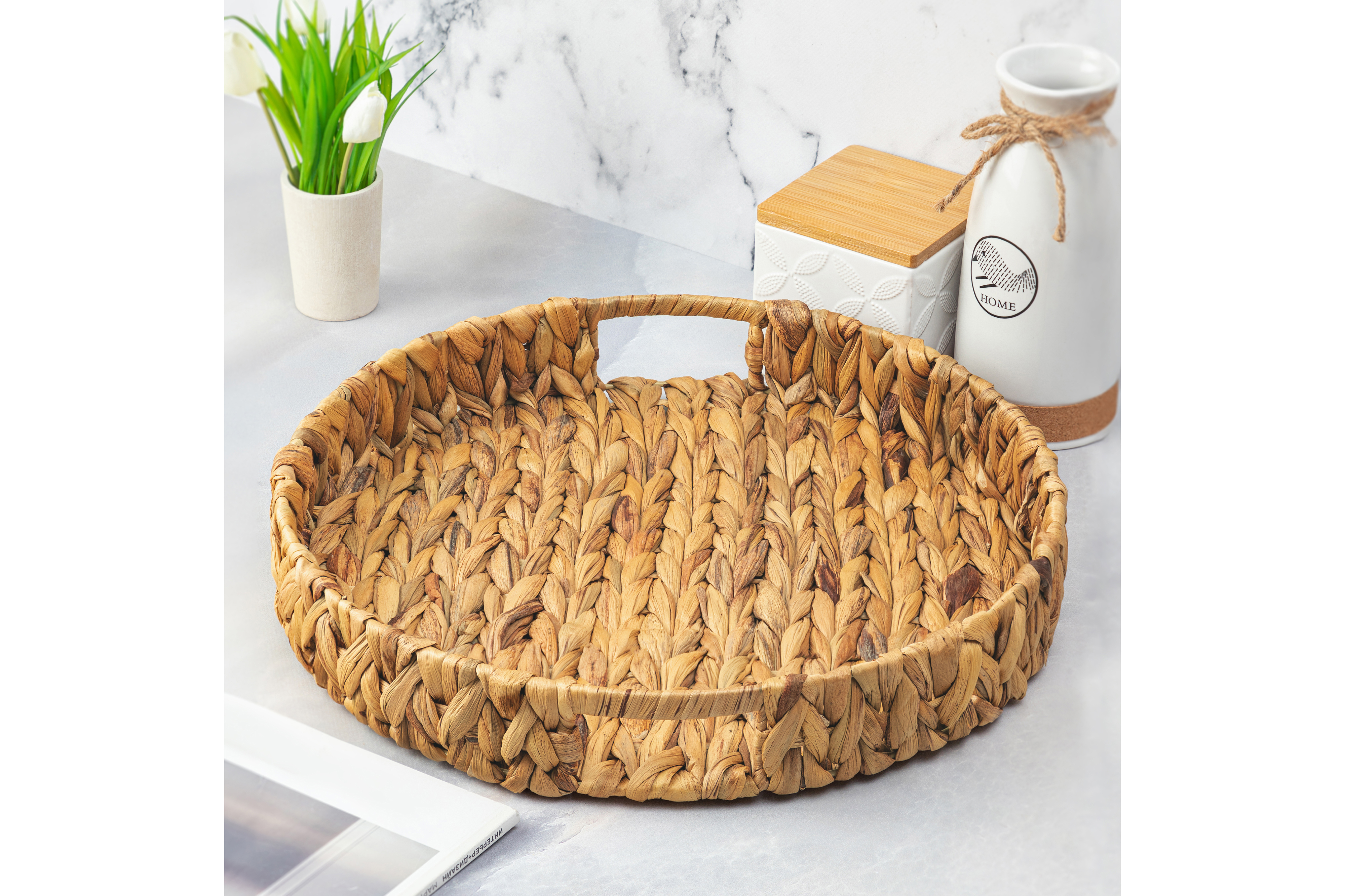 Изображение товара Поднос El casa 38x6x38 см гиацинт цвет бежевый, натуральный, светло-коричневый