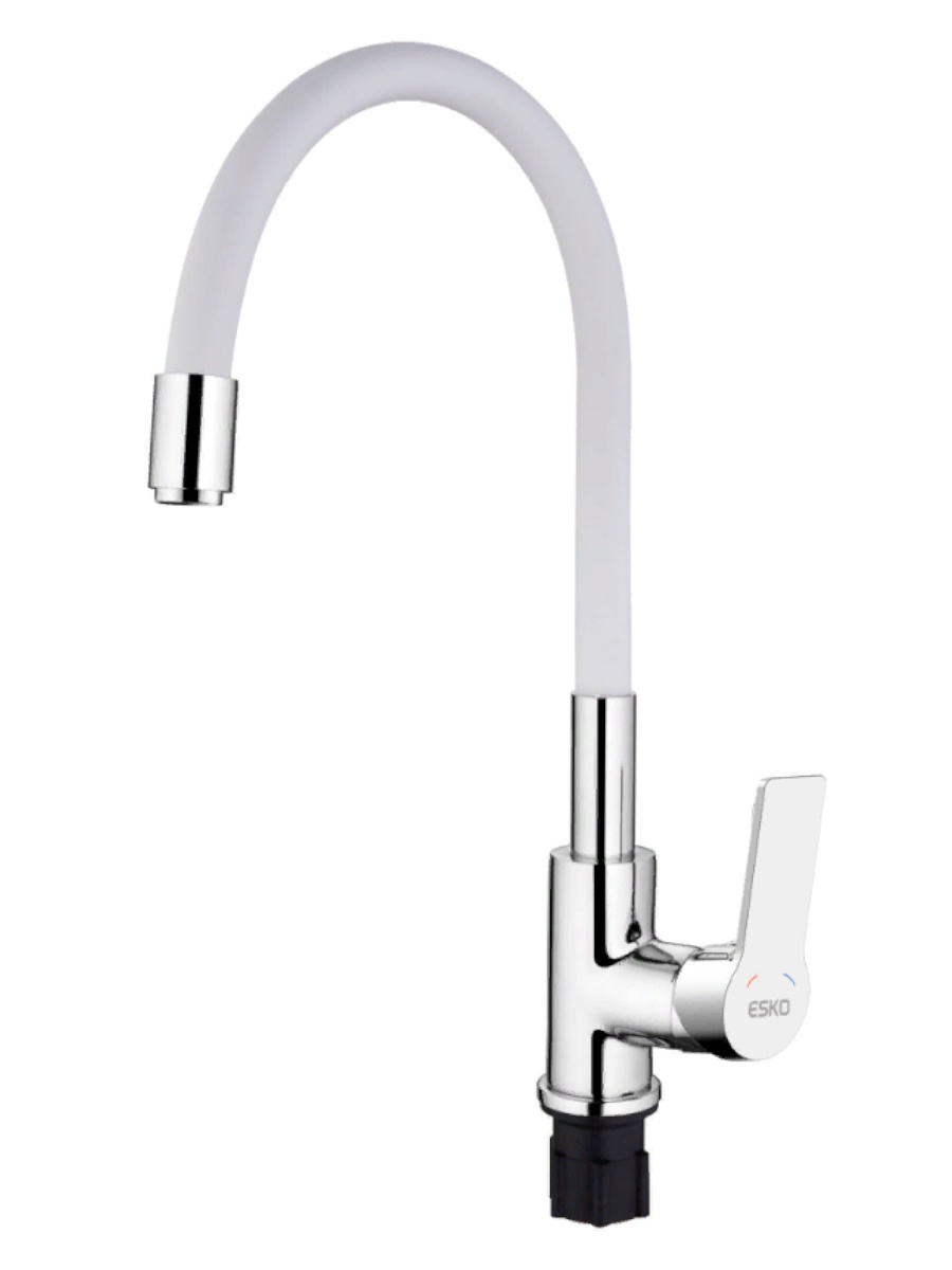 Изображение товара Смеситель для кухни ESKO Coral CL 519 W однорычажный белый 28.3 см гибкий излив