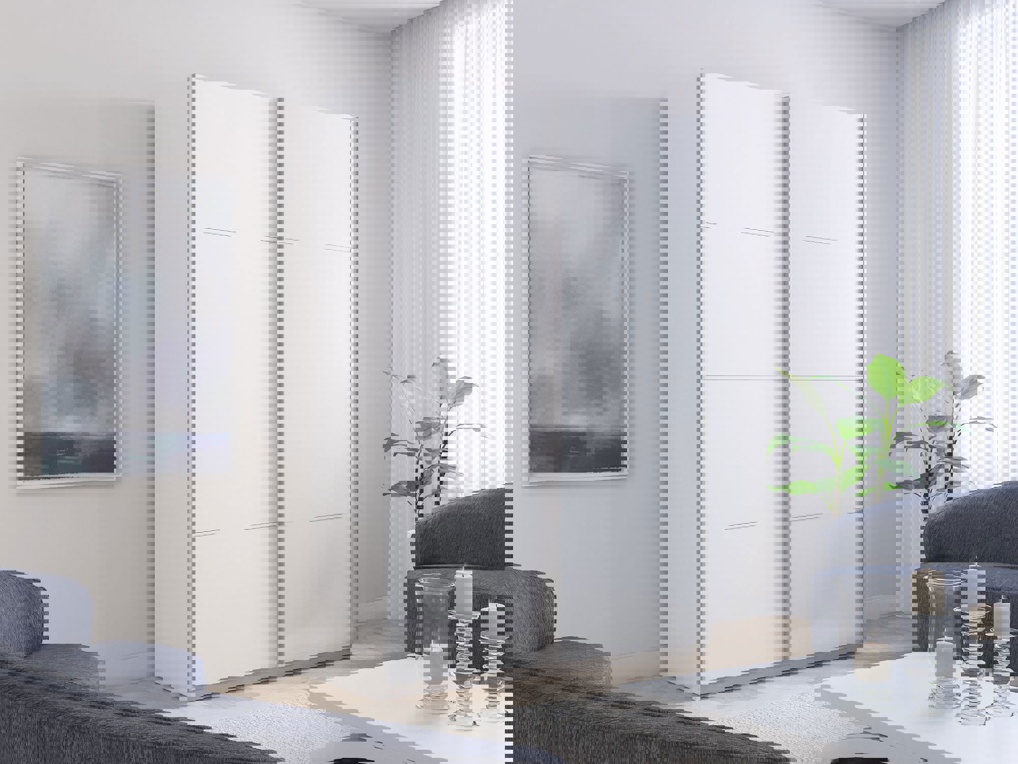 Изображение товара Шкаф-купе 2 дверный Прайм 230x140x57 см белый современный с 7 полками