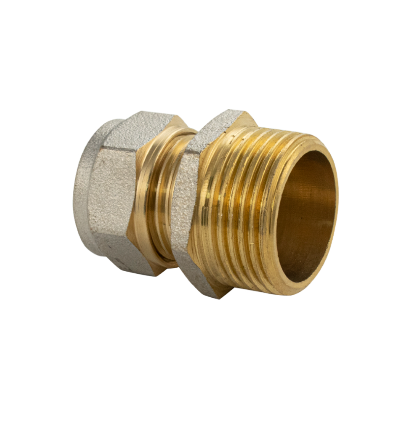 Изображение товара Муфта комбинированная Titan 3/4"x16 мм НР латунь для труб