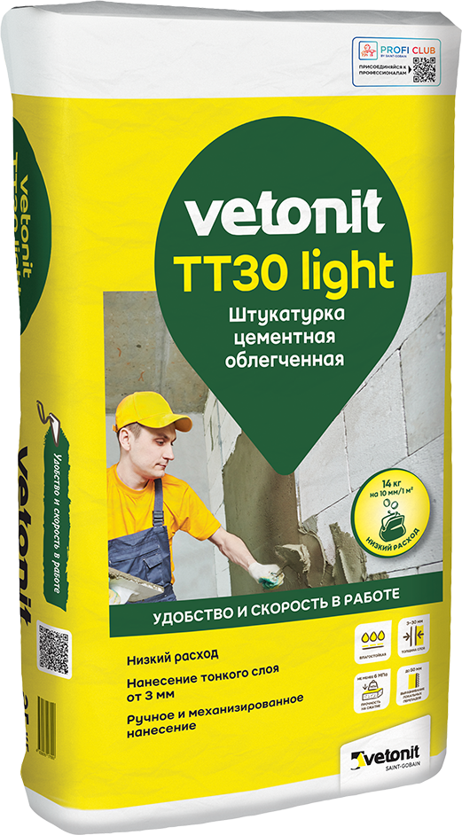 Изображение товара Штукатурка цементная Vetonit TT30 light 25 кг