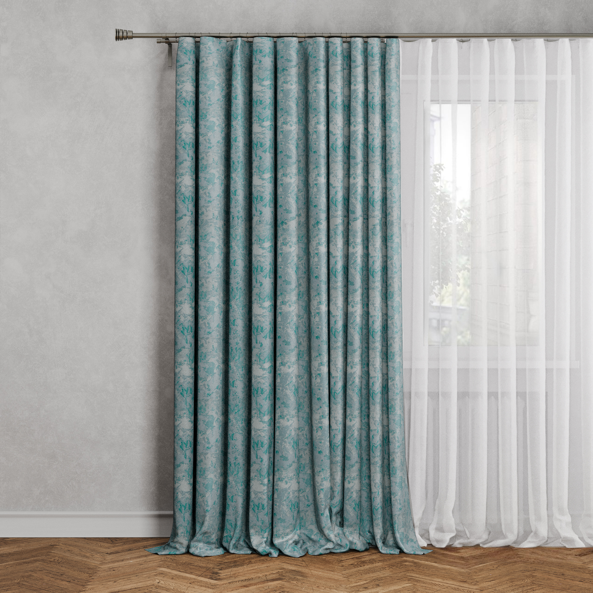 Изображение товара Штора на ленте Огаста 160x280 см серо-голубая из жаккарда