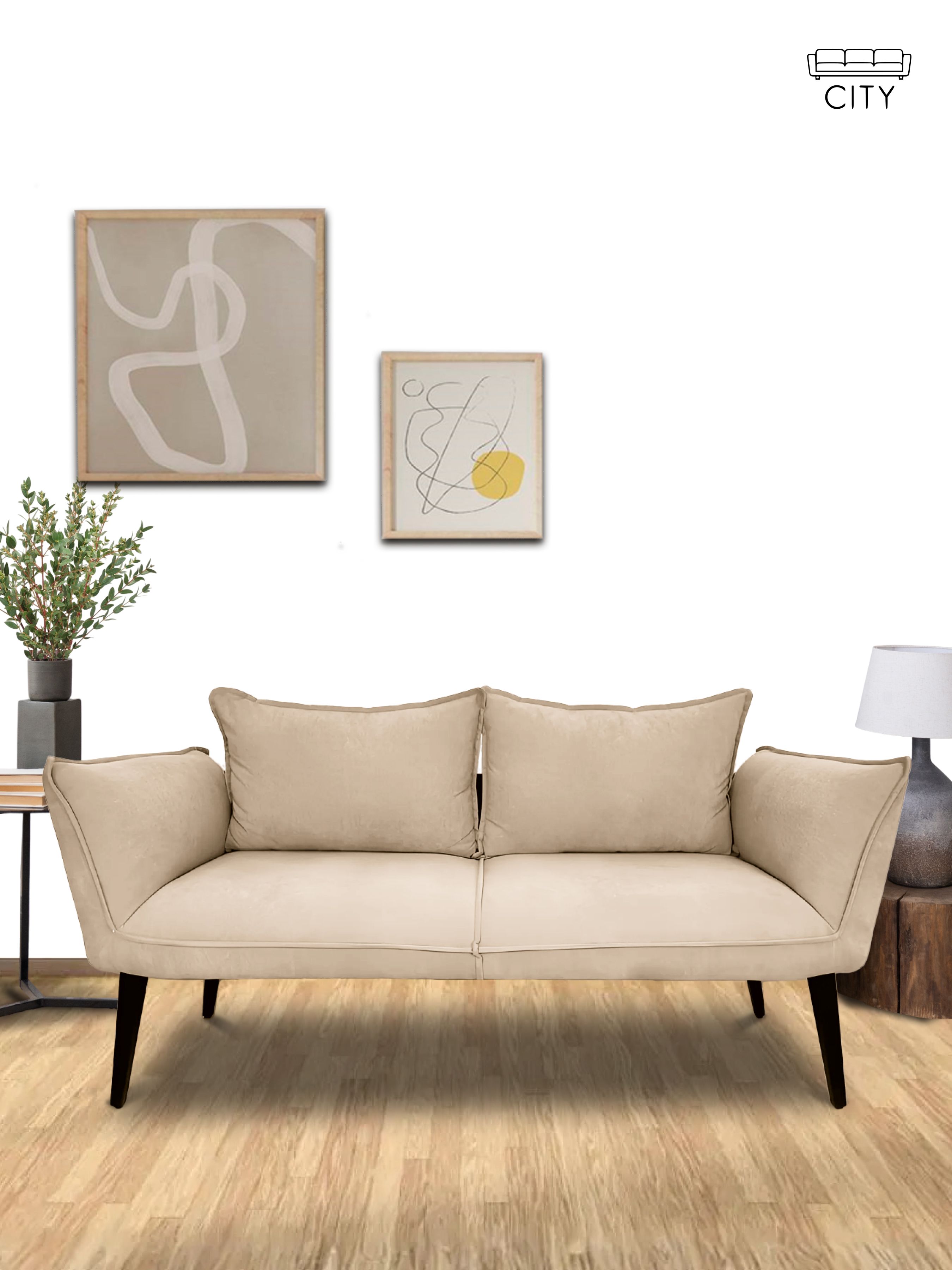 Изображение товара Диван CITYHD Неаполь 140x76x67 см бежевый велюр