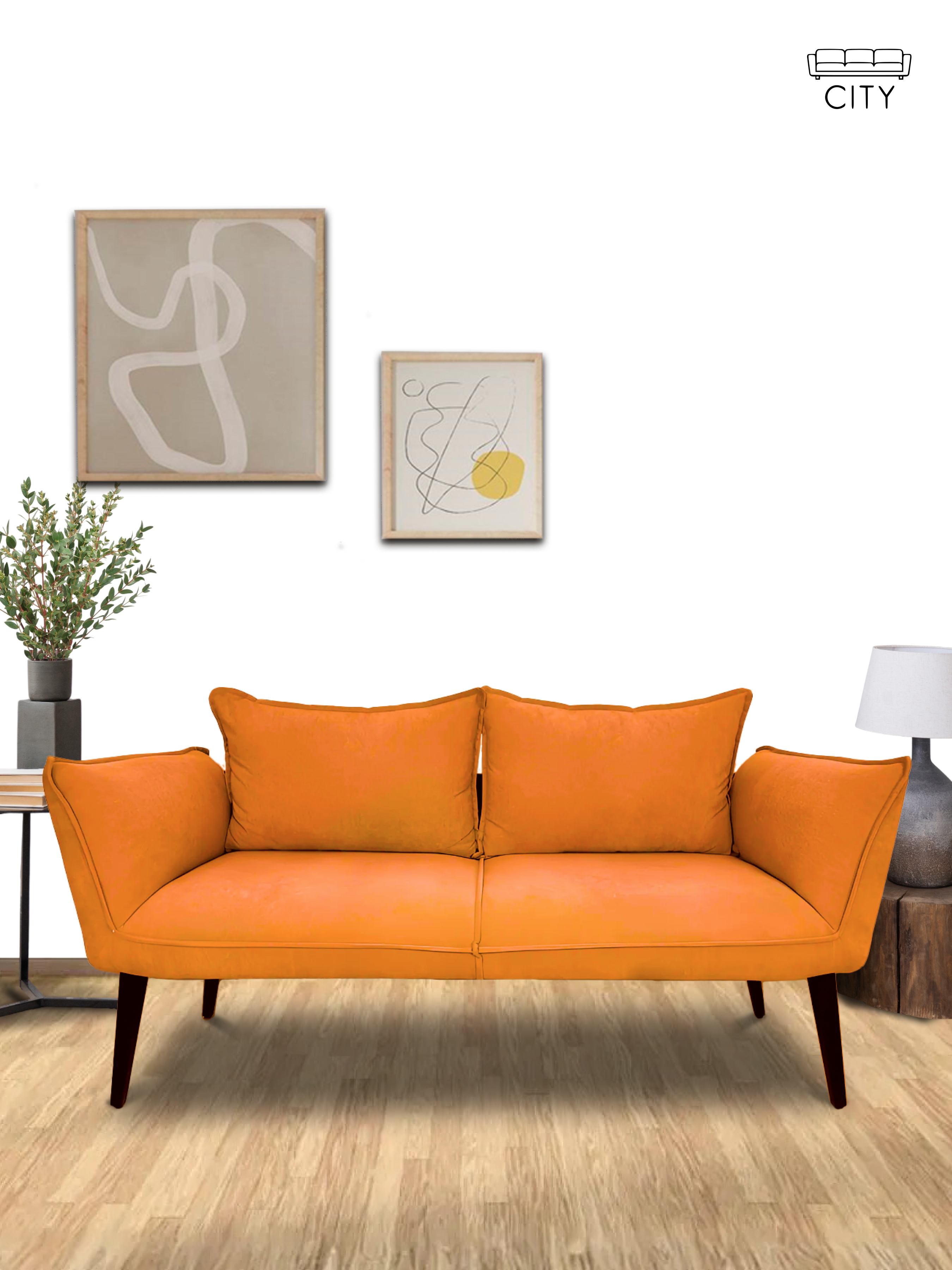 Изображение товара Диван Cityhd Неаполь Диван_Неаполь_Оранжевый 140x76x67 см велюр цвет оранжевый