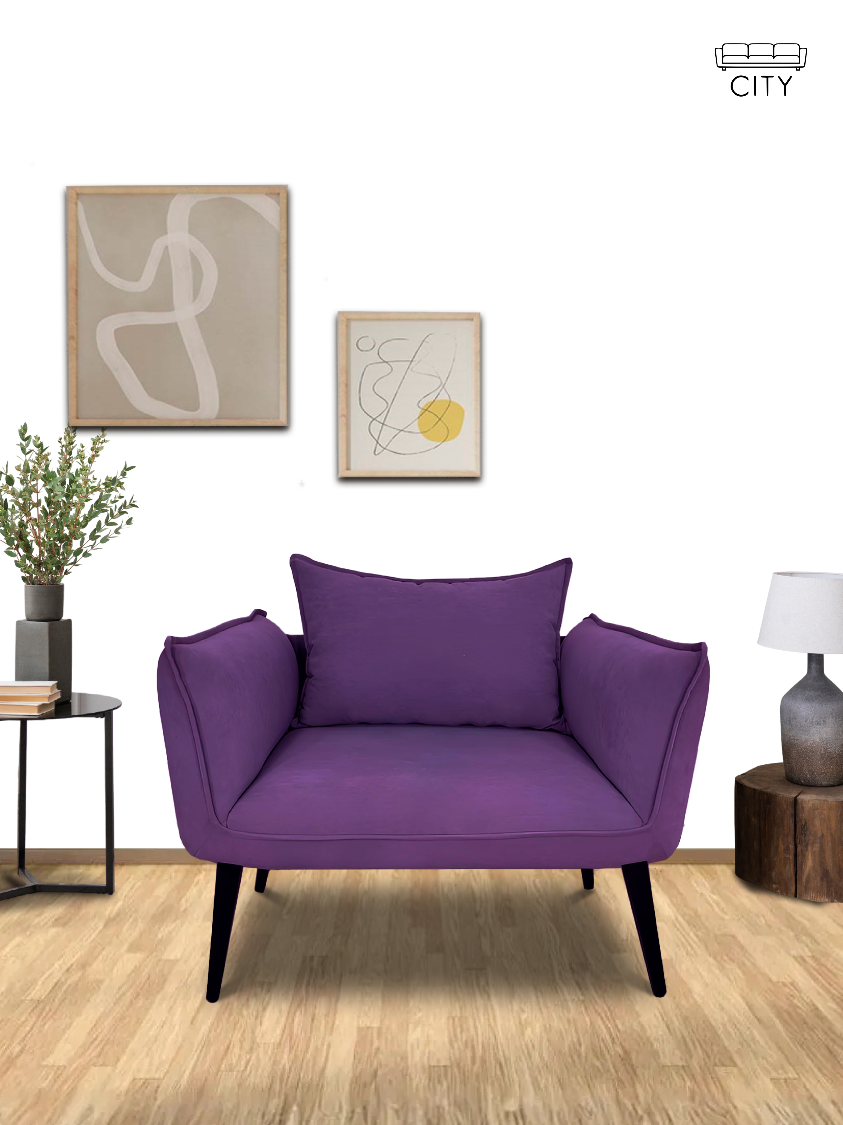 Изображение товара Кресло Cityhd Неаполь 84x76x67 см велюр цвет фиолетовый