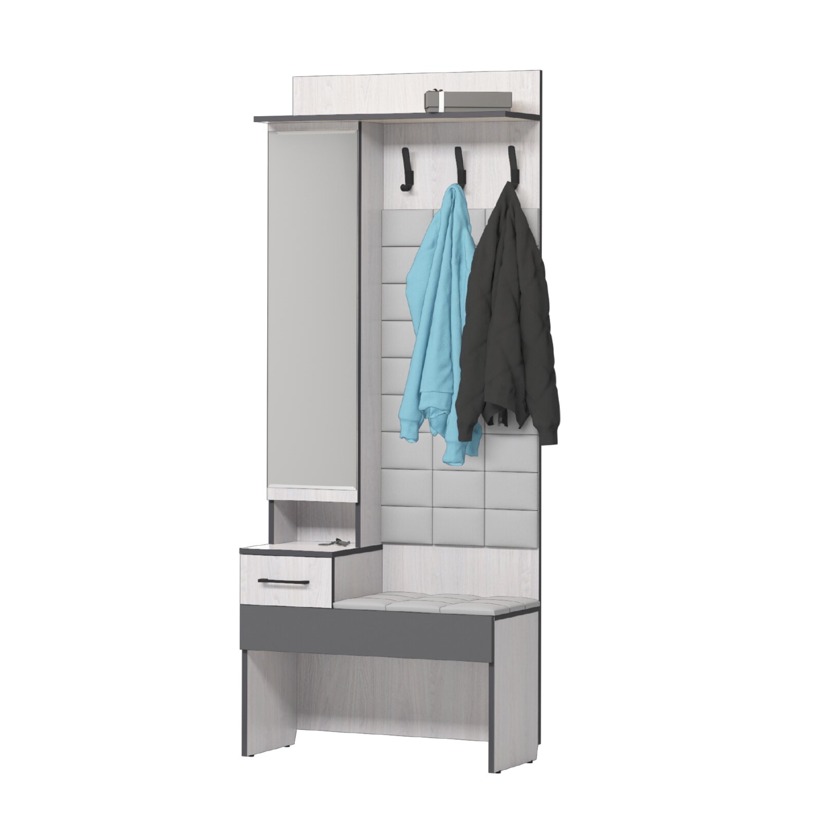 Изображение товара Комплект мебели для прихожей ГК АКВИЛОН Эльза с зеркалом 80x200x35 см Серый