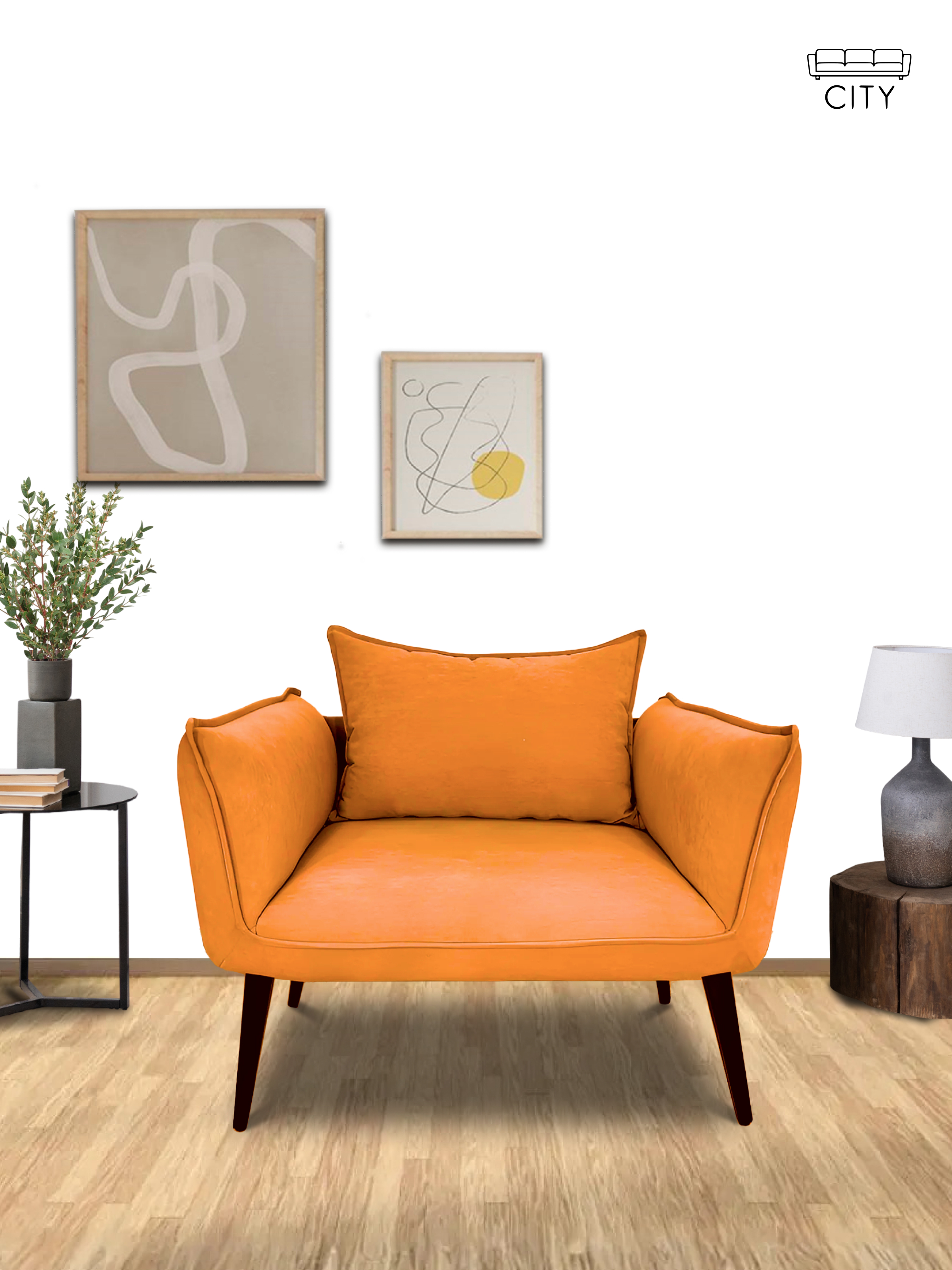 Изображение товара Кресло Cityhd Неаполь велюр оранжевый стиль лофт для гостиной и офиса