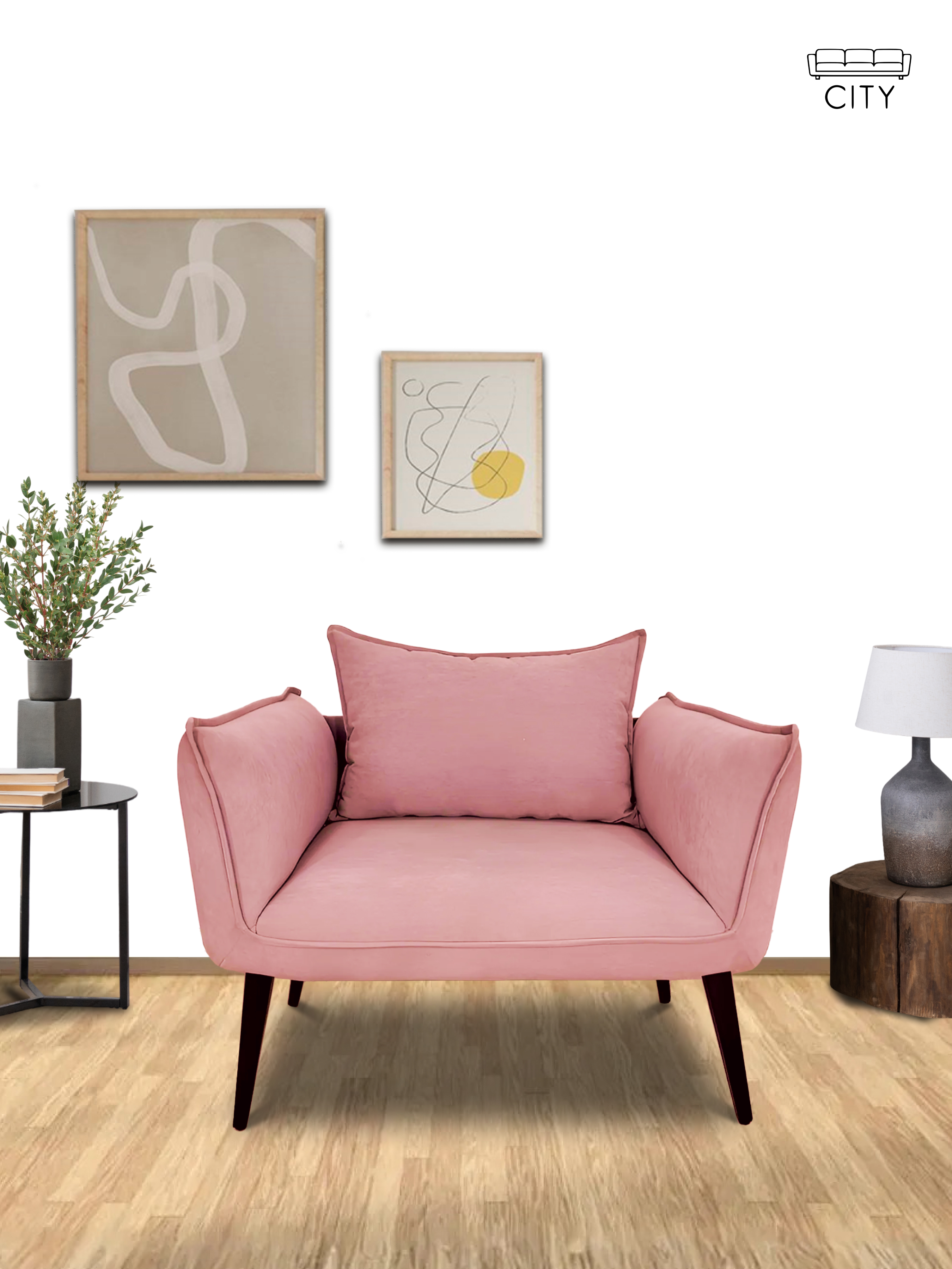 Изображение товара Кресло Cityhd Неаполь из велюра розовое в стиле лофт 84x76x67 см