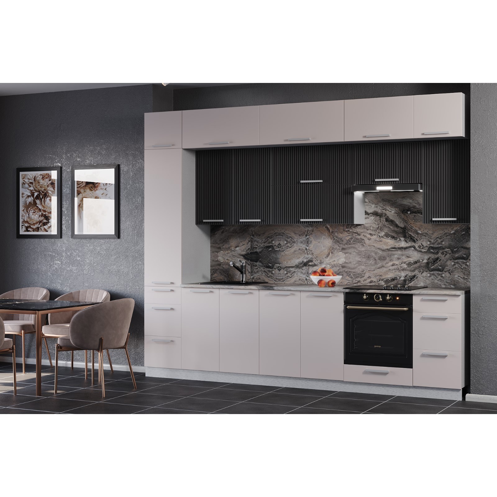 Кухонный гарнитур Клик мебель Кристен 300x230.8x60 см ЛДСП цвет белый ...