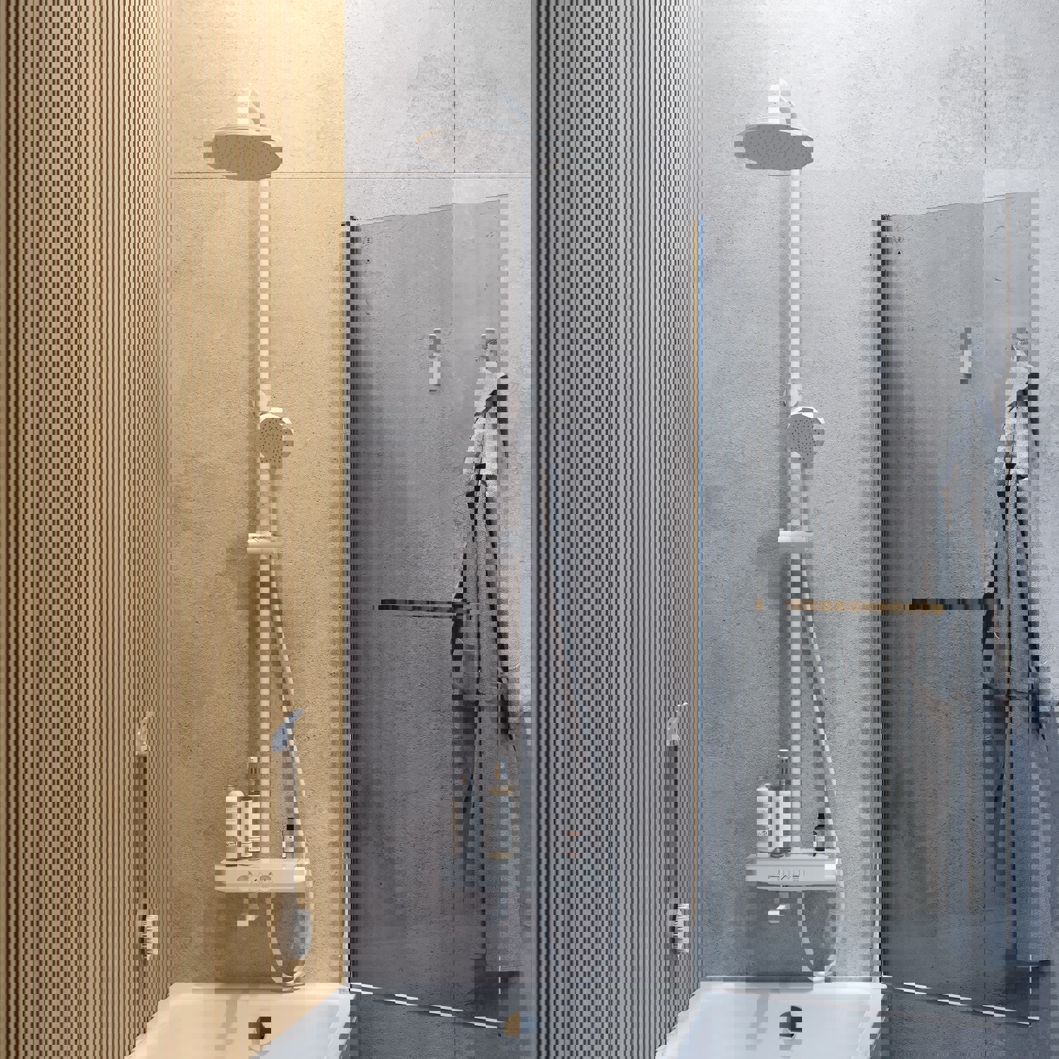 Изображение товара Смеситель для душа Iddis Shelfy SHEWTBTi06 с декоративными элементами из стекла