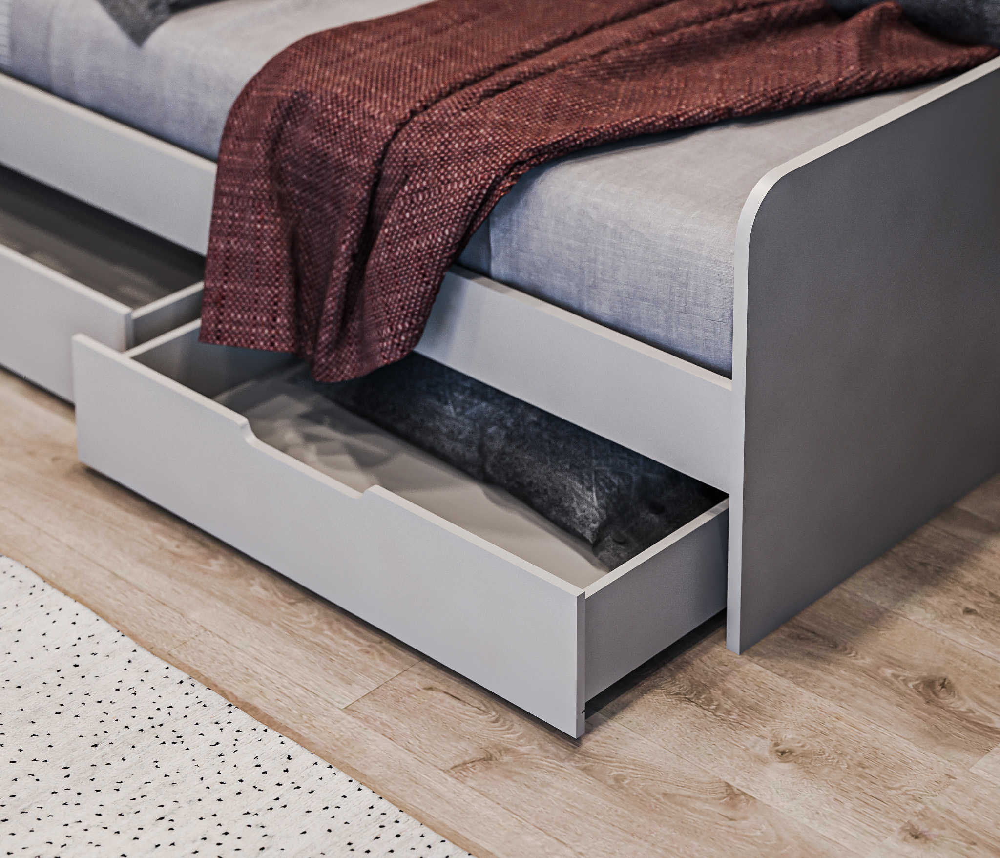 Изображение товара Ящик для кровати на колесиках Столплит 99x71 см серый ЛДСП