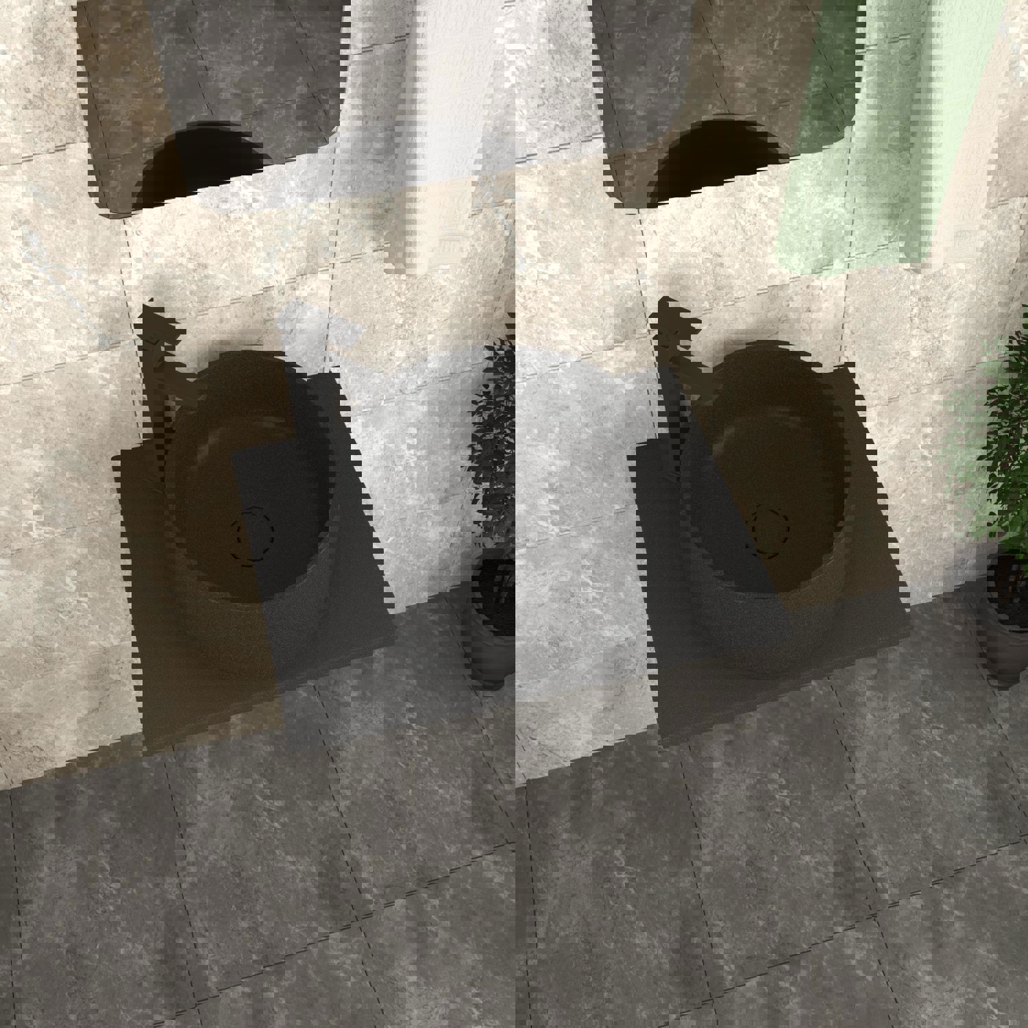 Изображение товара Раковина Bauedge spectrum MRY0050 40см черный металлик накладная из искусственного камня