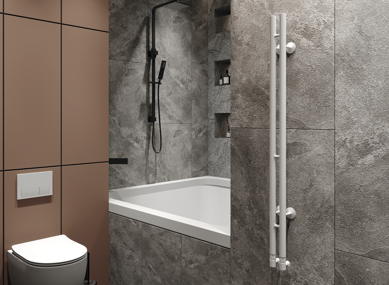 Изображение товара Водяной полотенцесушитель Guardo Stretto из нержавеющей стали 82x600 мм белый матовый