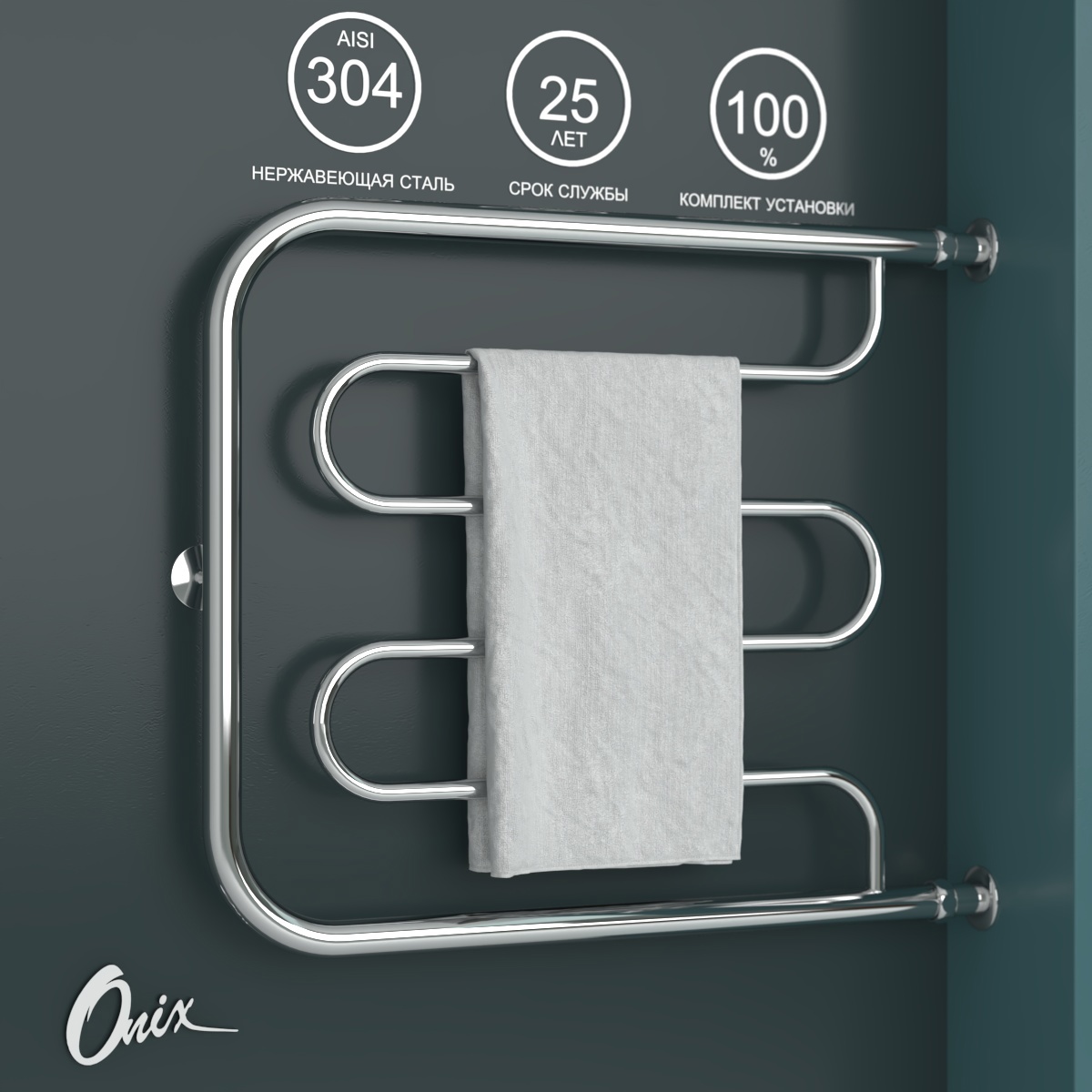 Изображение товара Полотенцесушитель водяной Onix Country Direct Right 600x700 хром