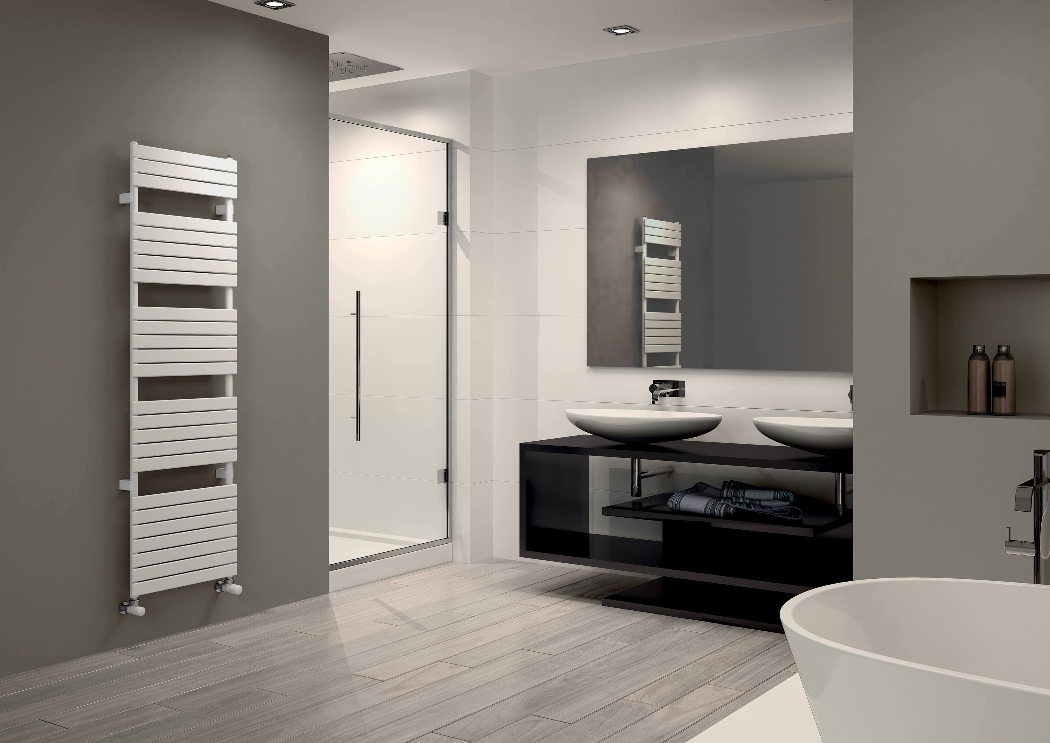 Изображение товара Полотенцесушитель водяной Irsap Xilo 60.6x79.2 см белый, е-образная форма, нижнее подключение