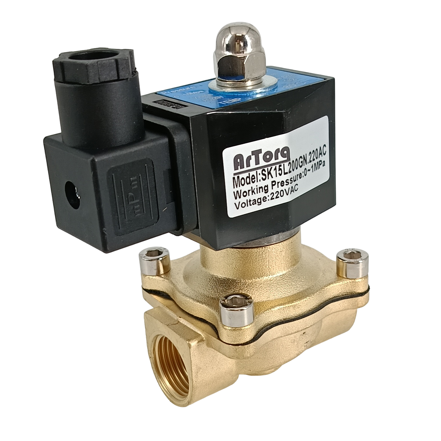 Изображение товара Клапан электромагнитный нормально-закрытый Artorq SK SK15L200GN.220AC DN16 PN10 1/2" ВР латунь