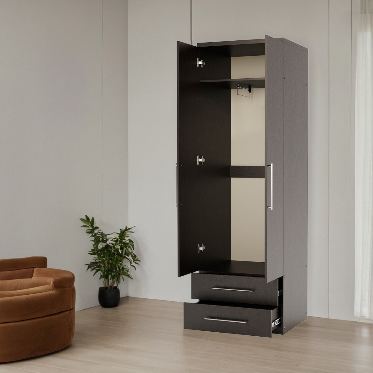 Изображение товара Шкаф распашной Шарм-Дизайн МШЯ-21 60x220x45 см ЛДСП цвет венге