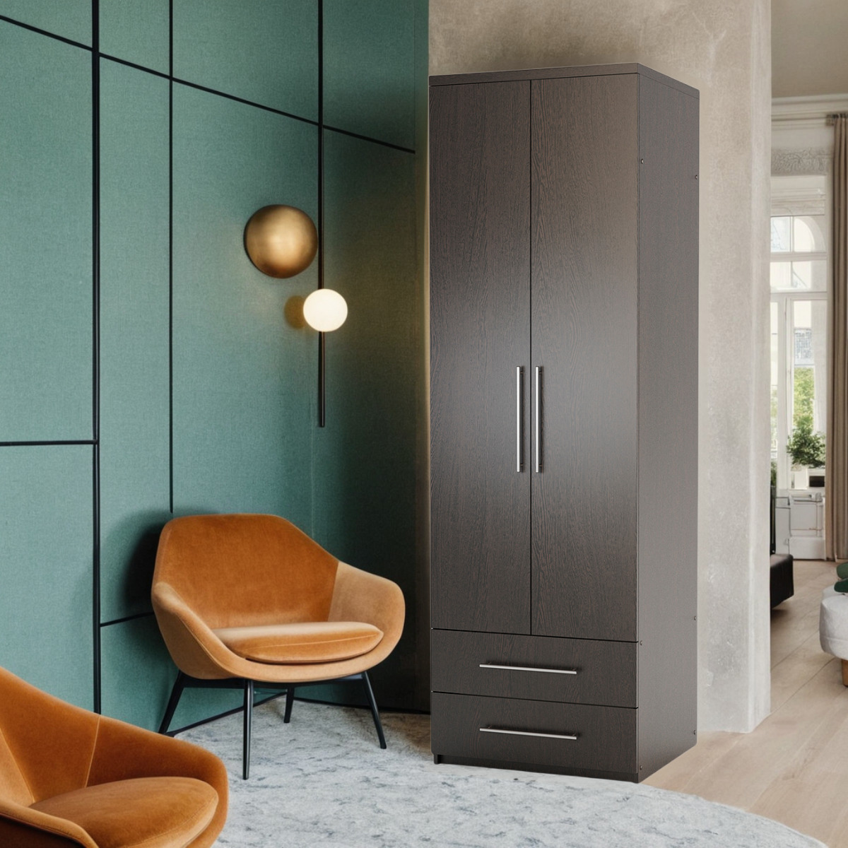 Изображение товара Шкаф распашной Шарм-Дизайн МШЯ-21 60x220x60 см ЛДСП цвет венге