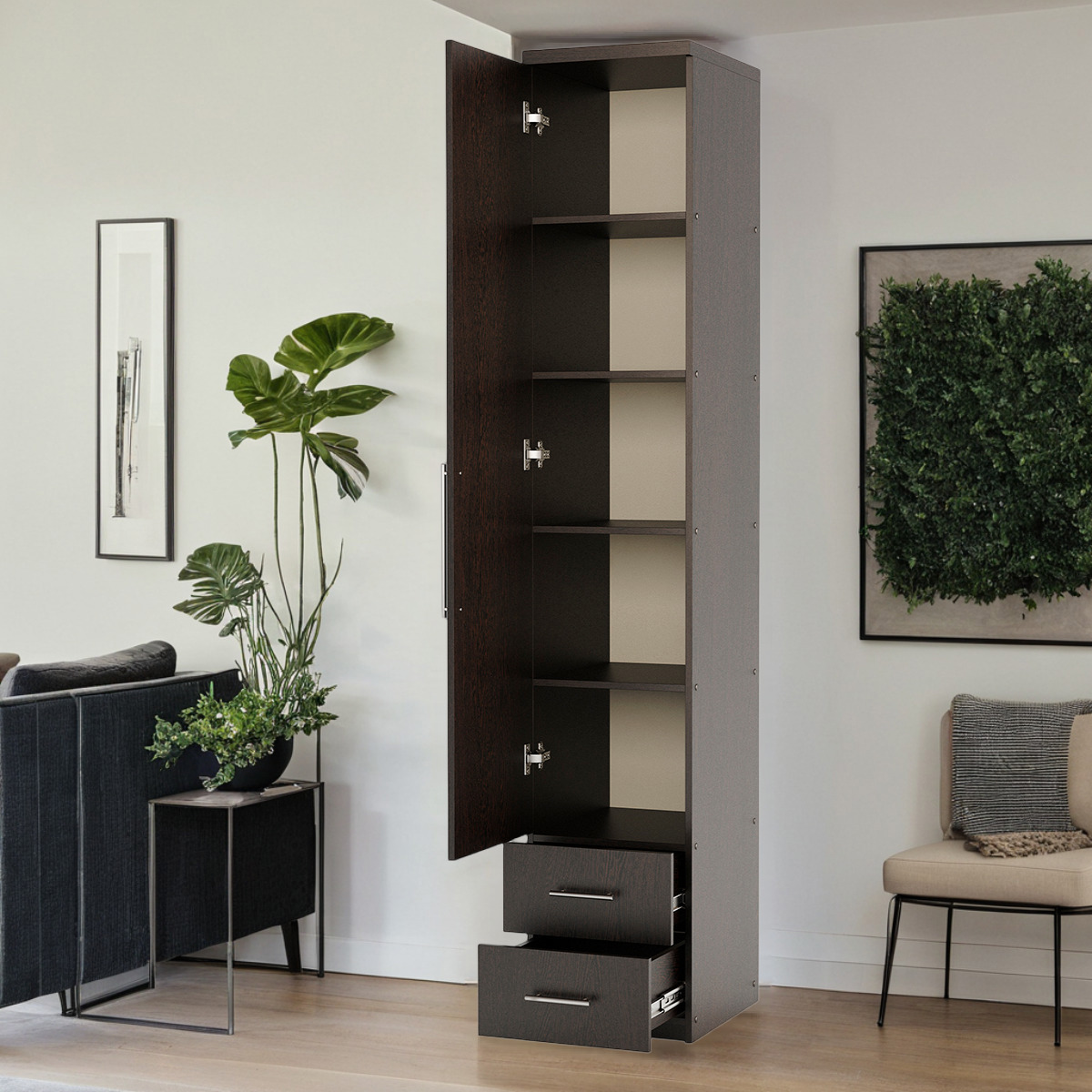 Изображение товара Шкаф распашной Шарм-Дизайн Мелодия МПЯ-11 40x220x45 см ЛДСП цвет венге