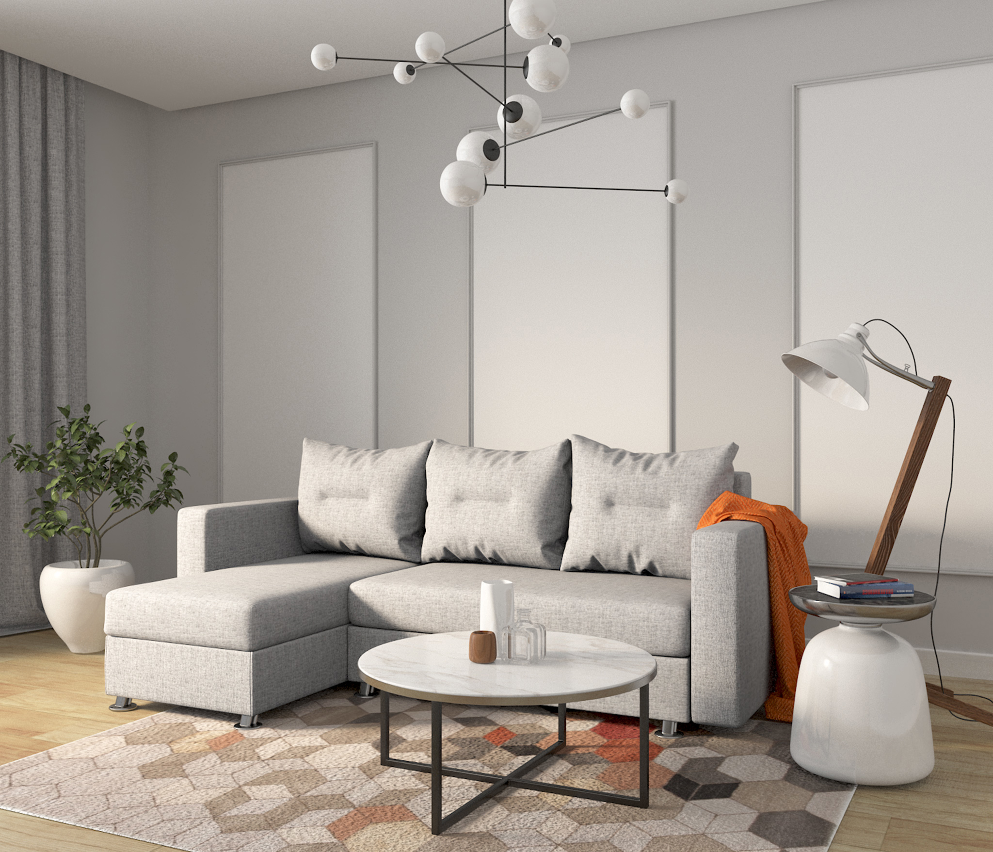 Изображение товара Диван угловой Шарм-Дизайн Ария 225x150 см серый