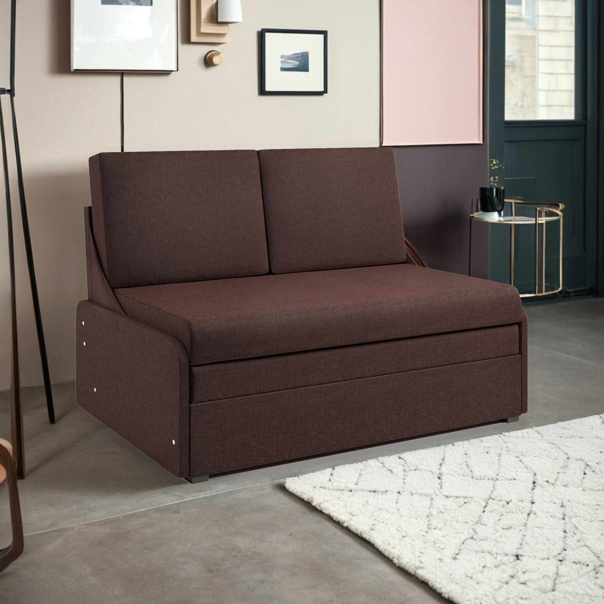 Изображение товара Диван Шарм-Дизайн 28030037 Уют-2 128x85x85 см рогожка цвет коричневый