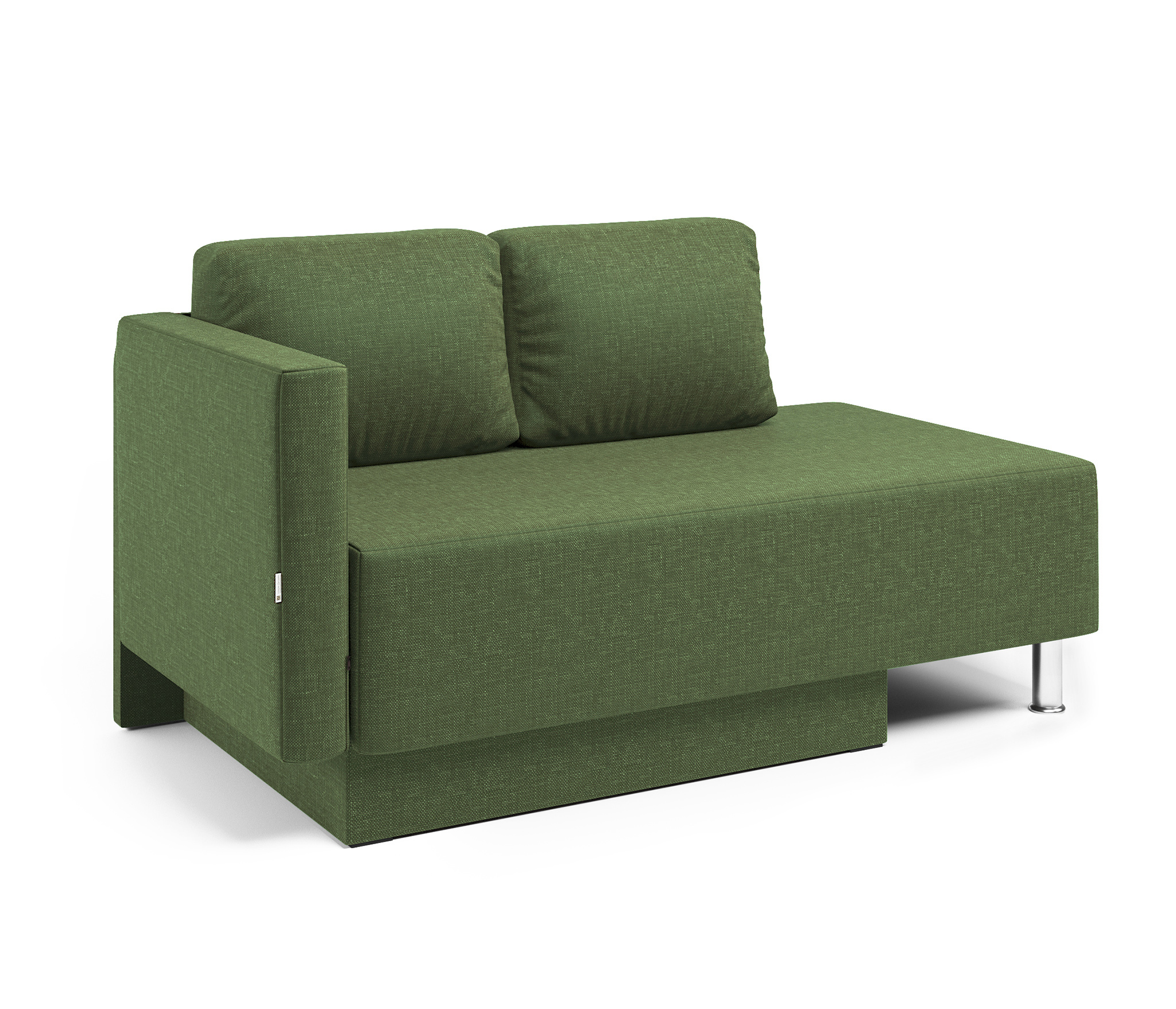 Изображение товара Кушетка левая Шарм-Дизайн Леон из рогожки с ящиком зелёная 155x76x79 см