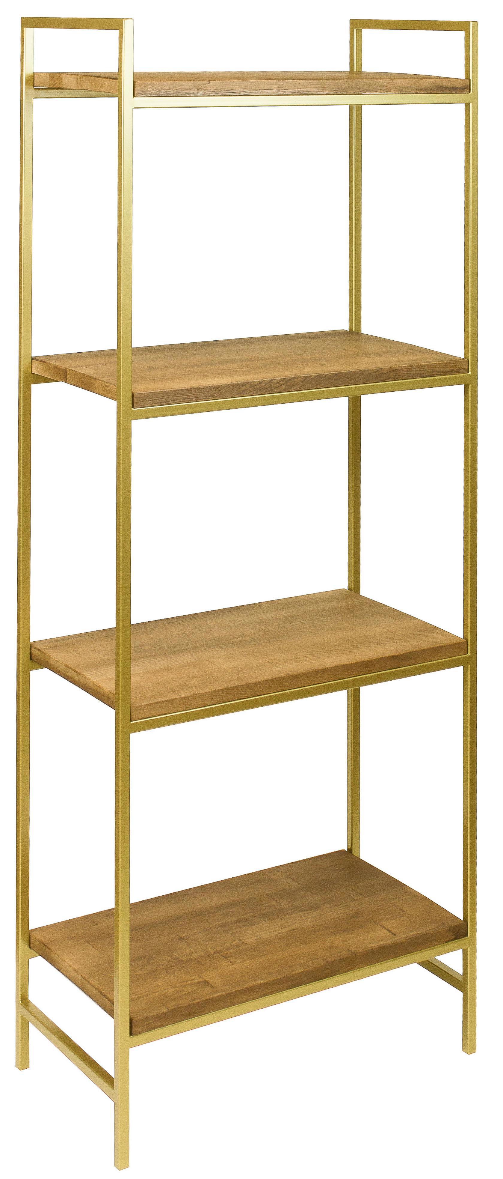 Изображение товара Стеллаж Greenween ALTO с 4 полками, дубовые доски, золотой каркас