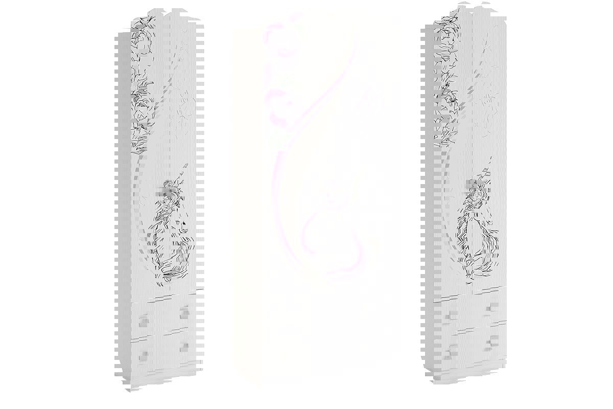 Изображение товара Детский шкаф Мebelson Фэнтези 80x191x42 см ЛДСП белый сучасный дизайн