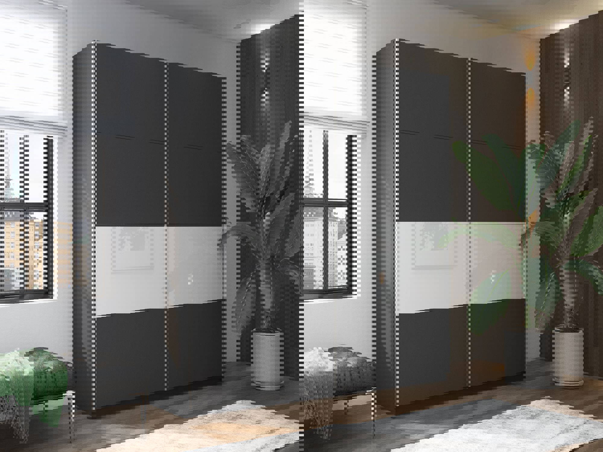 Изображение товара Шкаф-купе 2-дверный Prime Е1, 160x230x57 см, серый диамант Изображение товара Шкаф-купе 2-дверный Prime Е1, 160x230x57 см, серый диамант