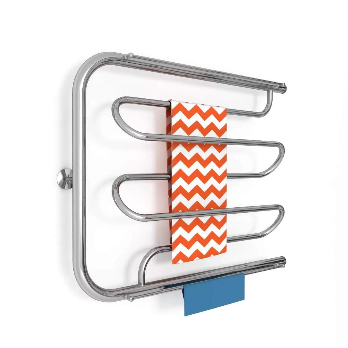 Изображение товара Водяной полотенцесушитель Zigzag Dw 80x60 см нержавеющая сталь серебро с полкой